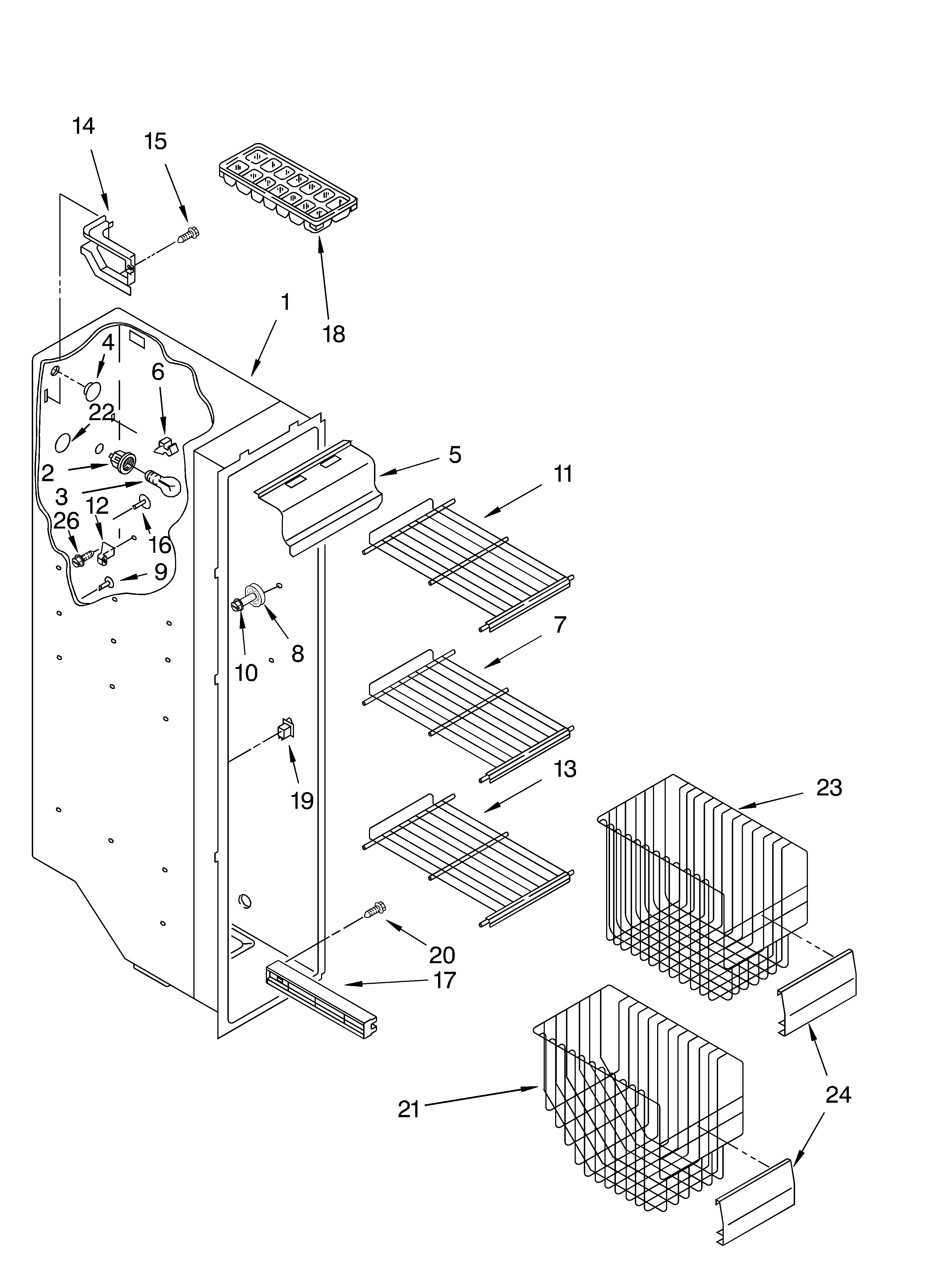 KitchenAid KSRA22KKBT00 freezer liner diagram