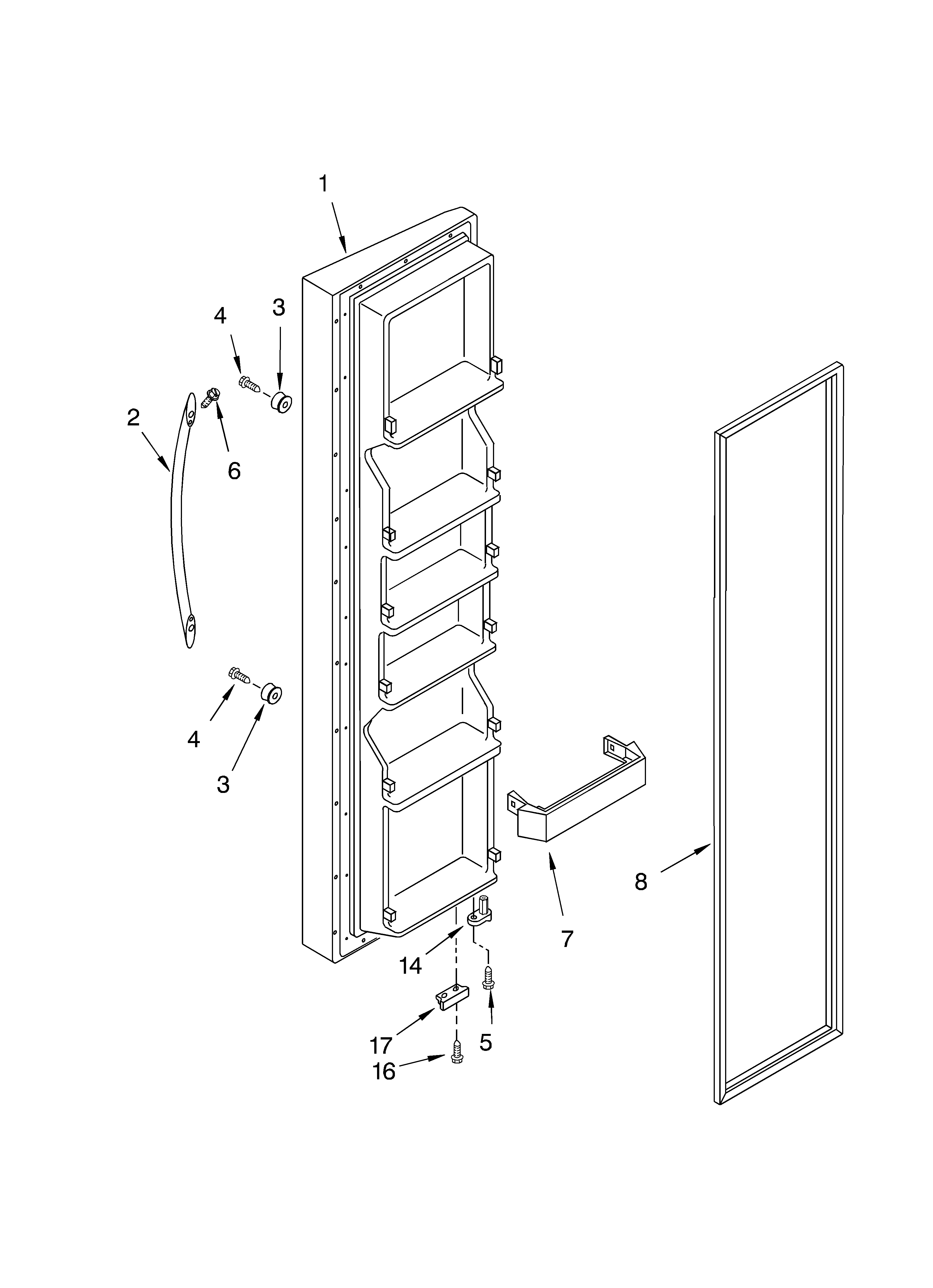 KitchenAid KSRA25KKBL00 freezer door diagram