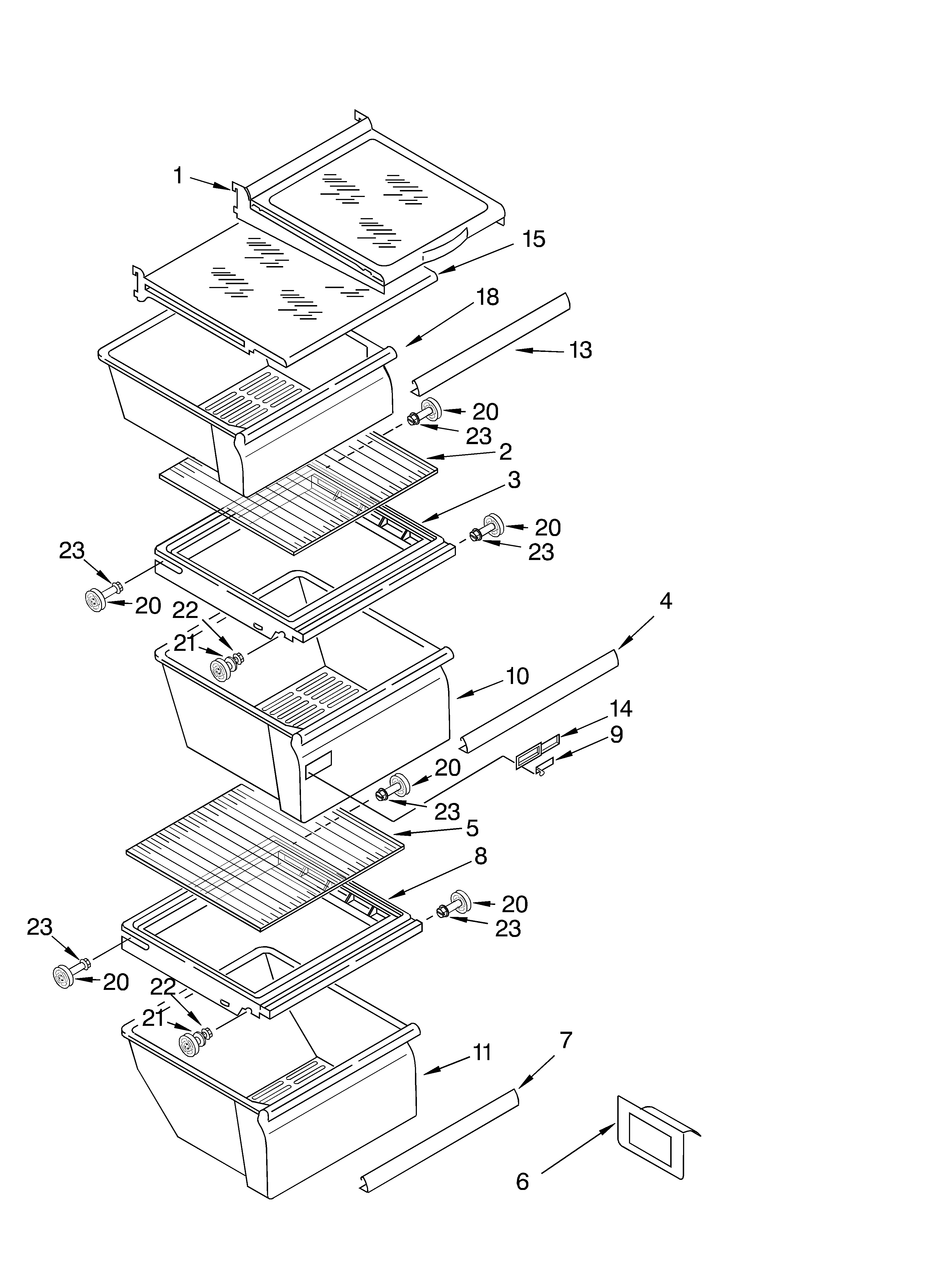 Whirlpool ED5FHGXKB02 refrigerator shelf diagram