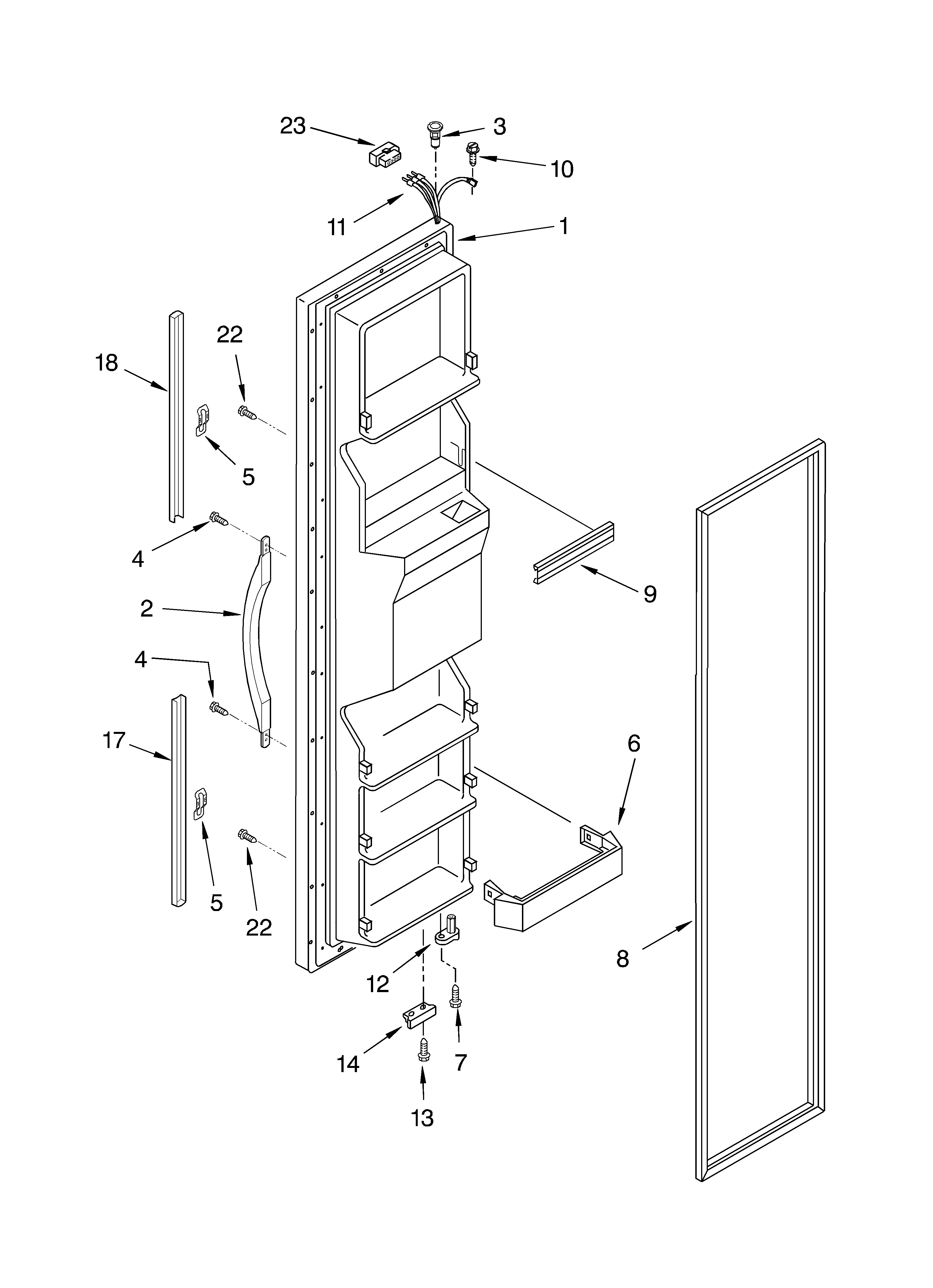 Whirlpool ED5FHGXKB02 freezer door diagram