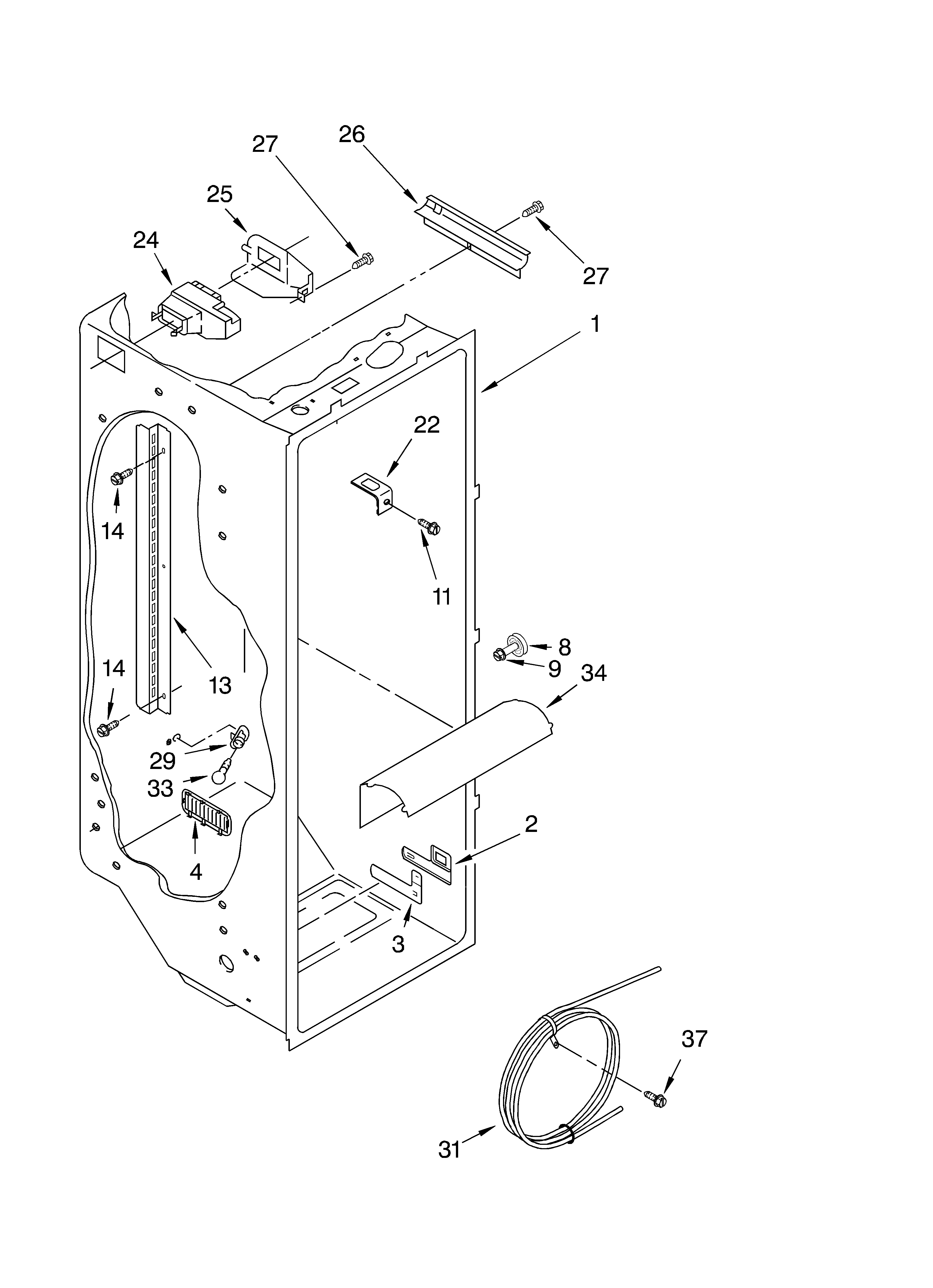 Whirlpool ED5FTGXKQ01 refrigerator liner diagram