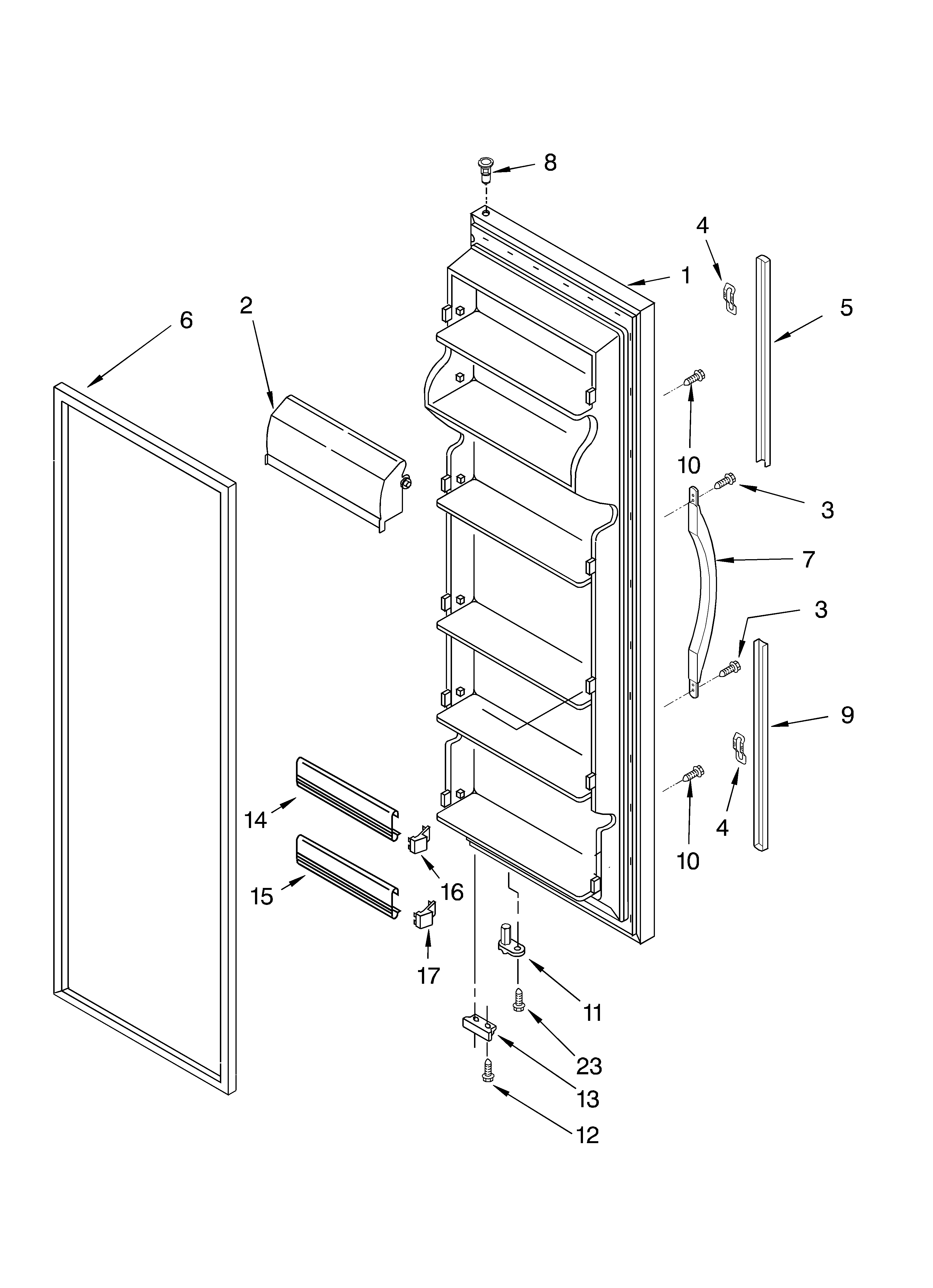 Whirlpool ED5FTGXKQ01 refrigerator door diagram