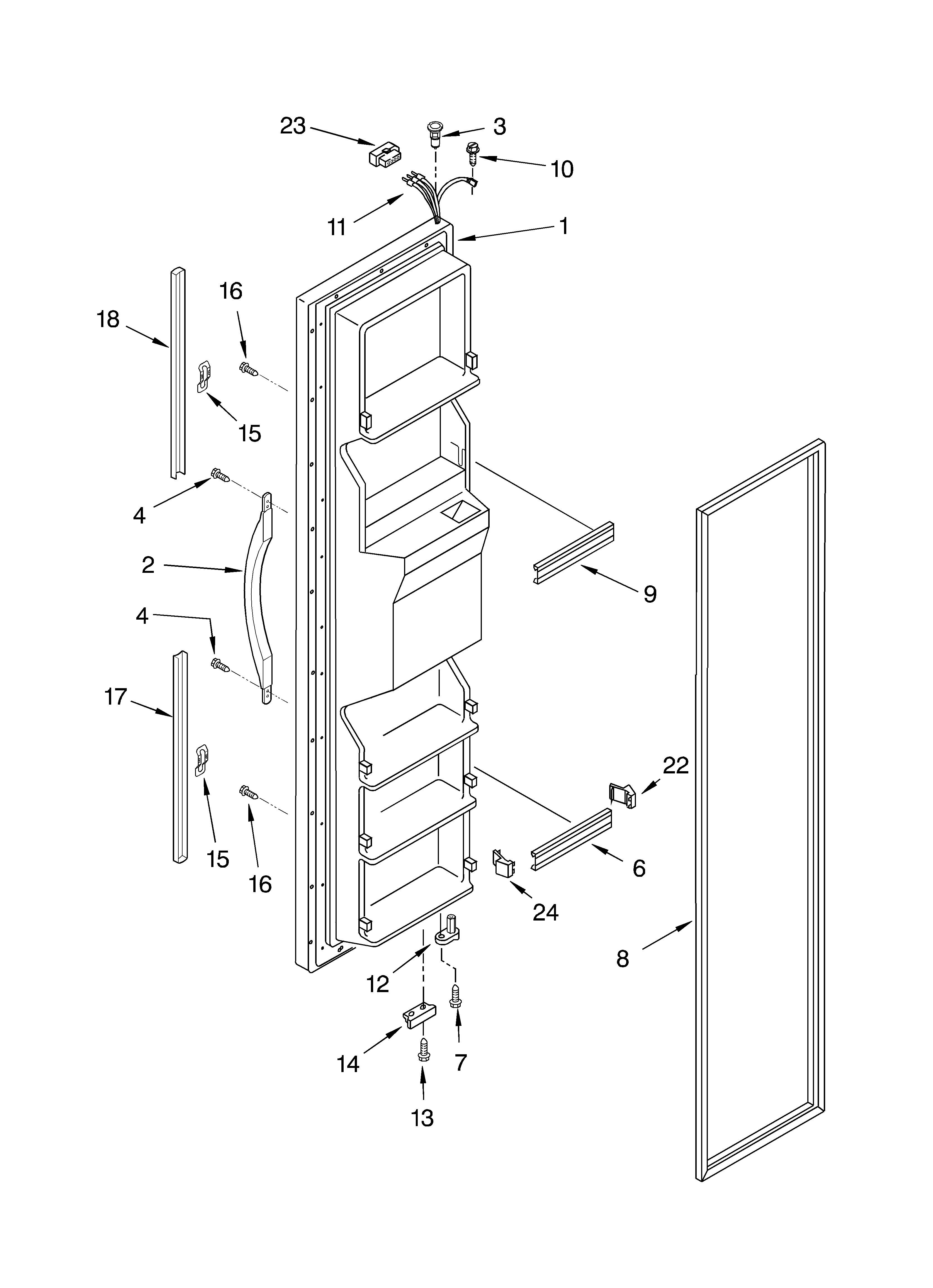 Whirlpool ED5FTGXKQ01 freezer door diagram