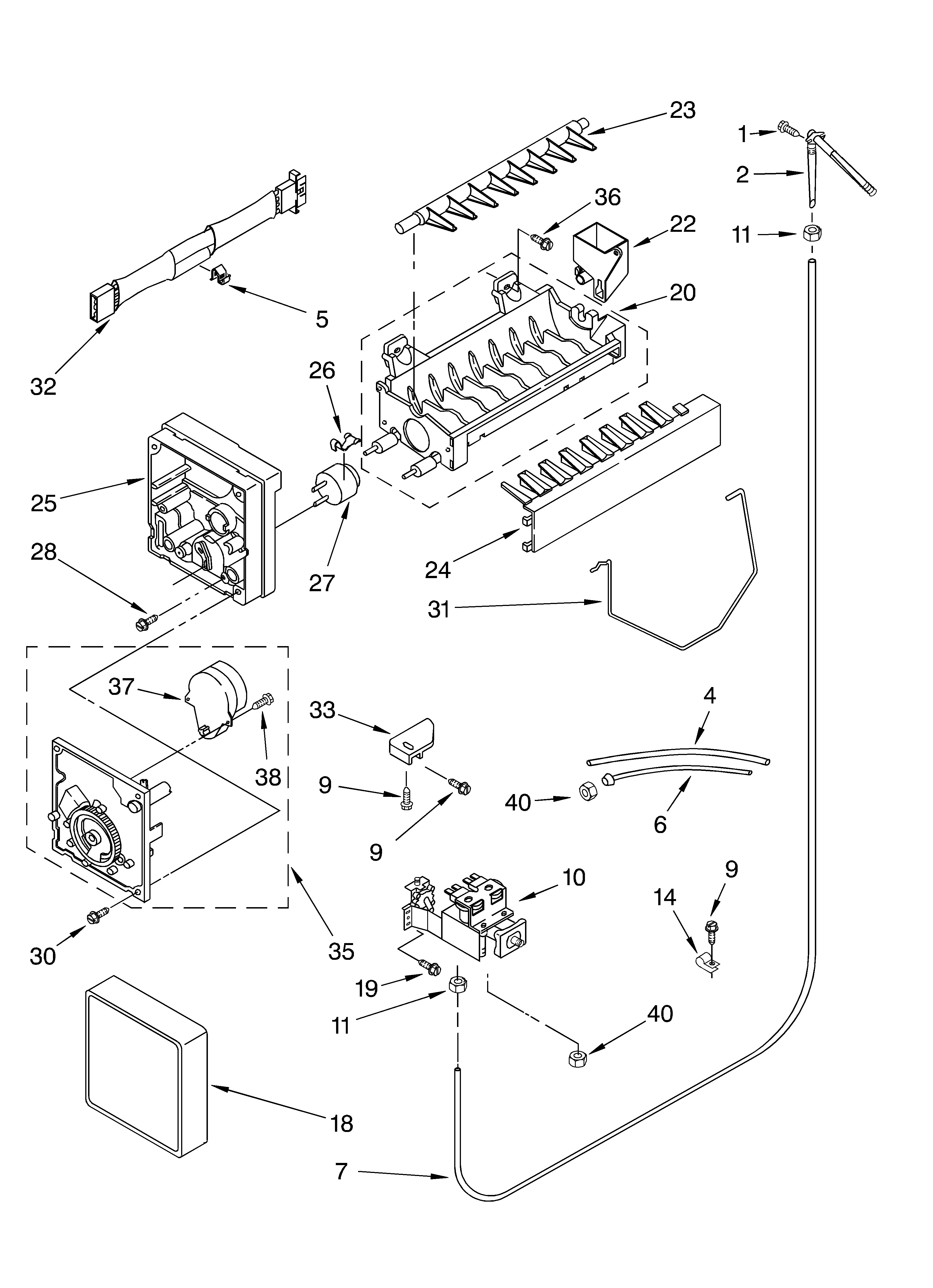 Whirlpool ED5FTGXKQ01 ice maker/optional diagram