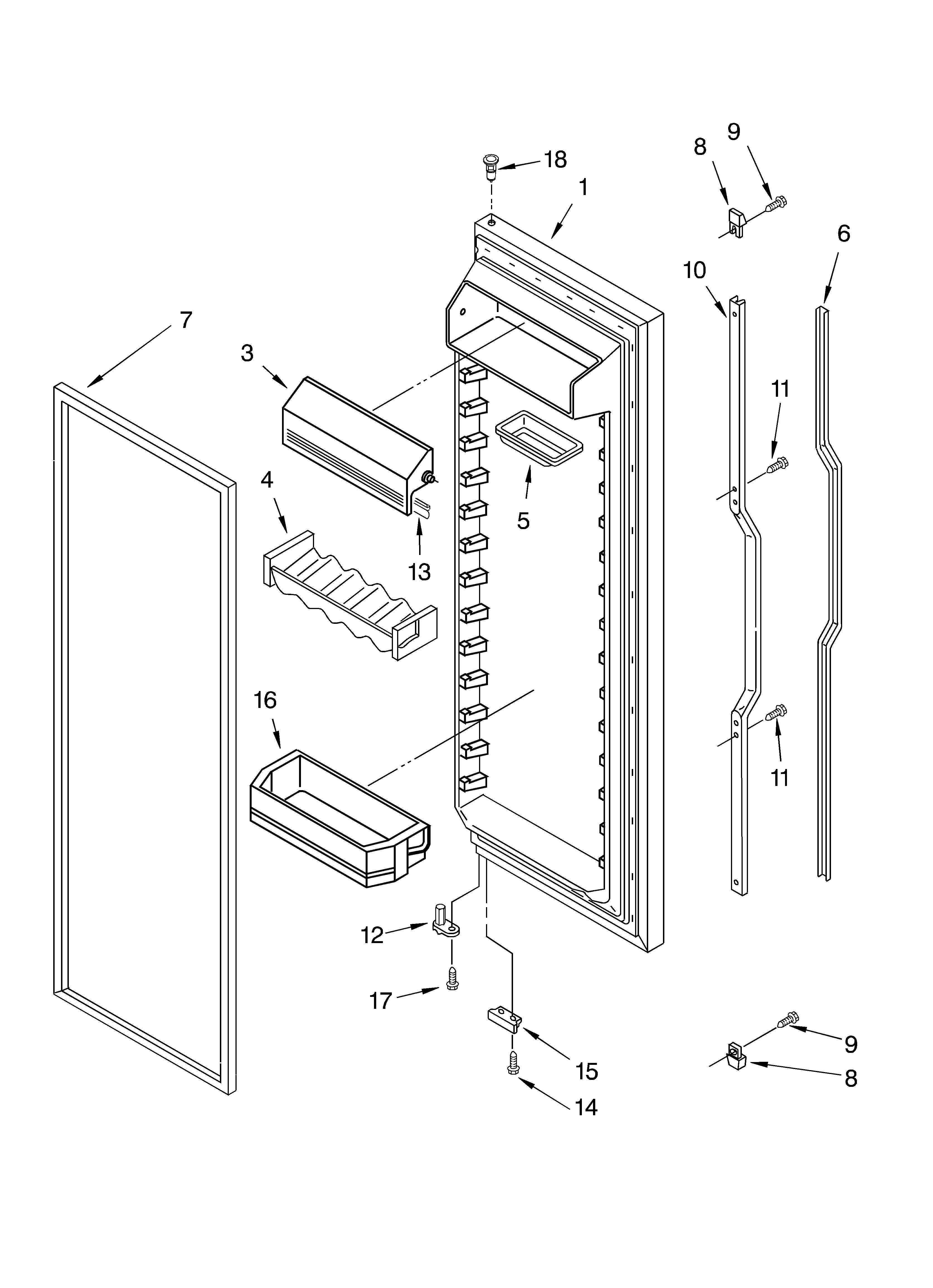 KitchenAid KSRU22FKBT01 refrigerator door diagram