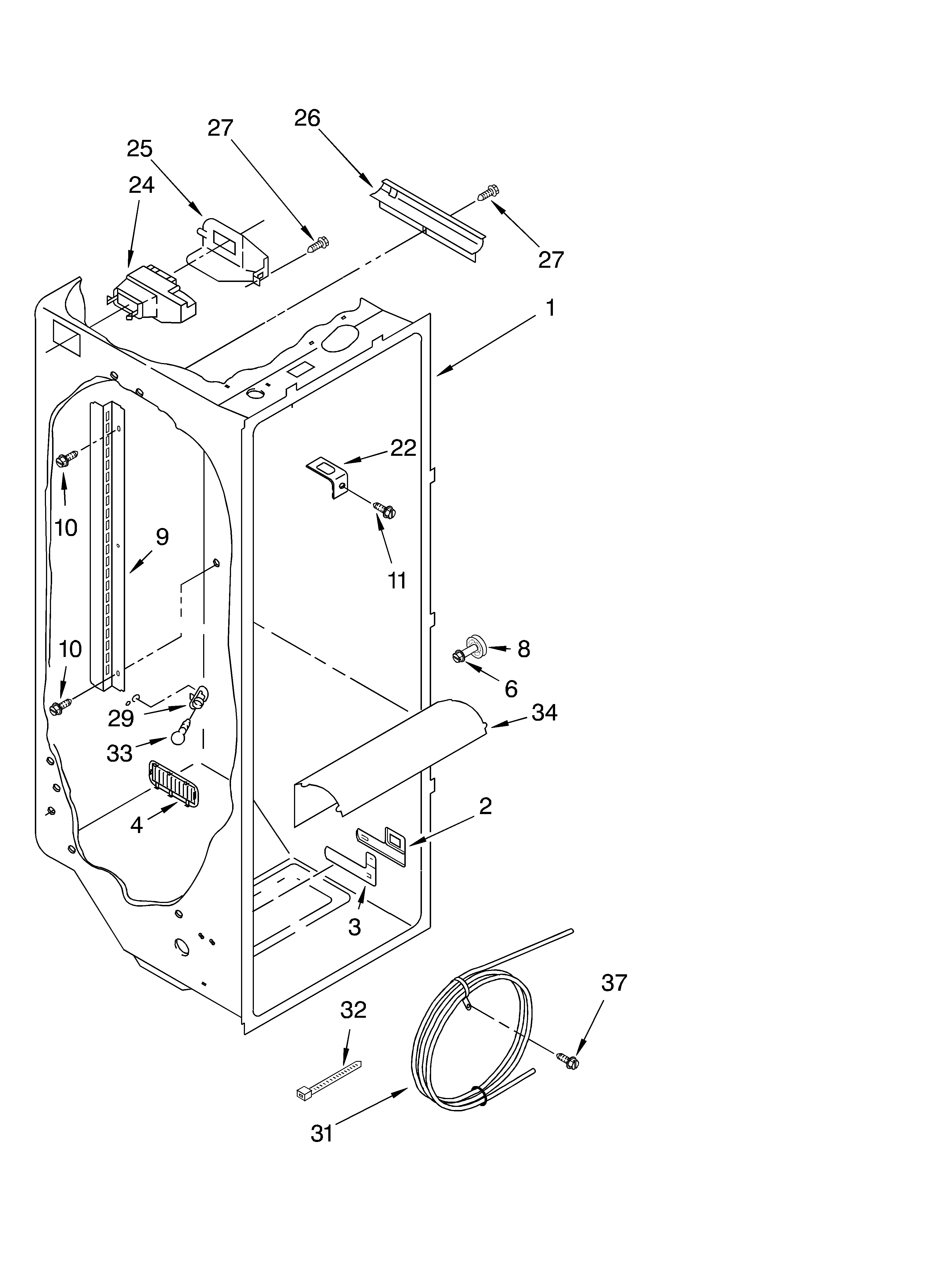 Whirlpool ED5CHQXKB01 refrigerator liner diagram