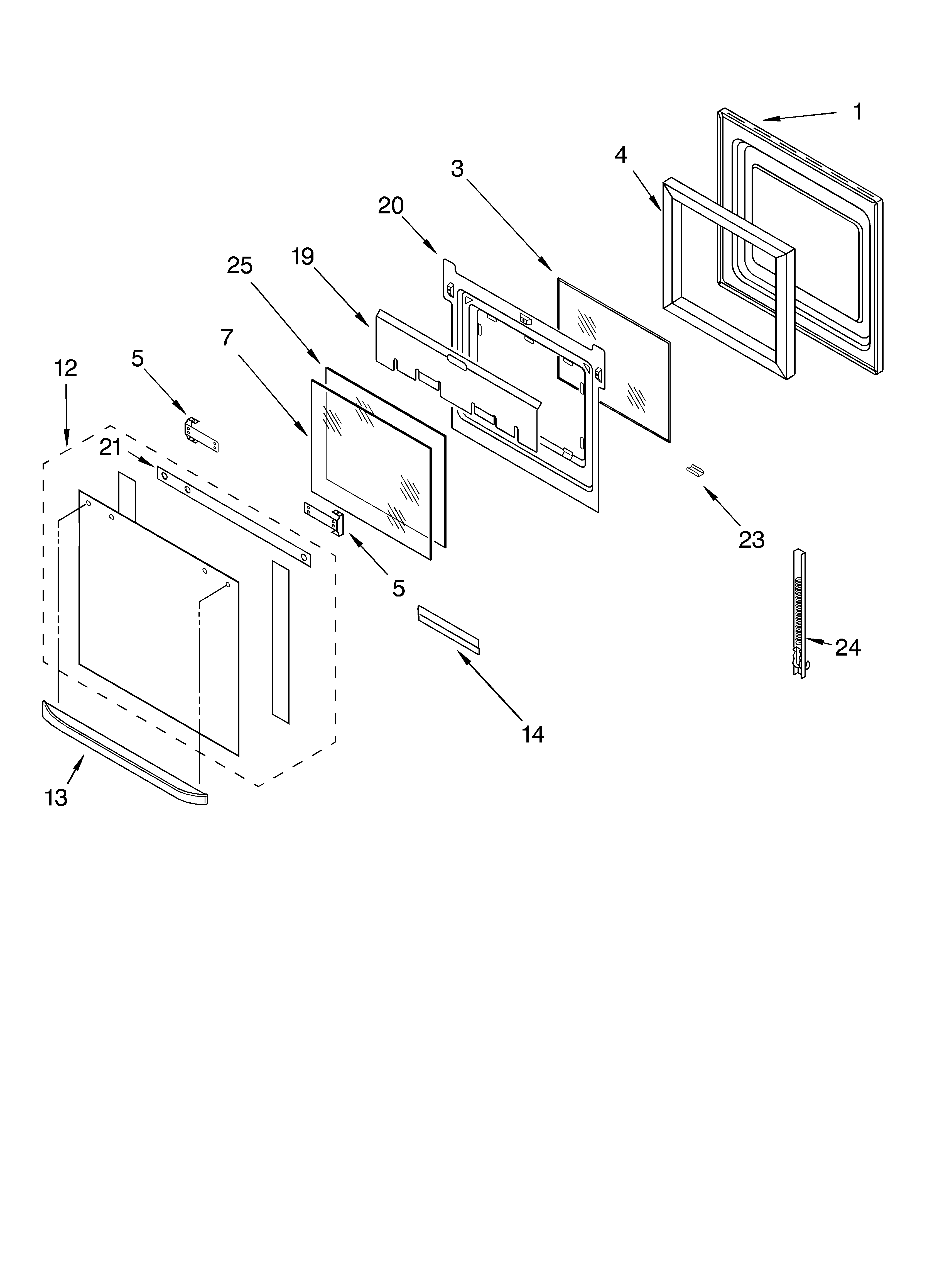Whirlpool GBS277PDT8 oven door diagram