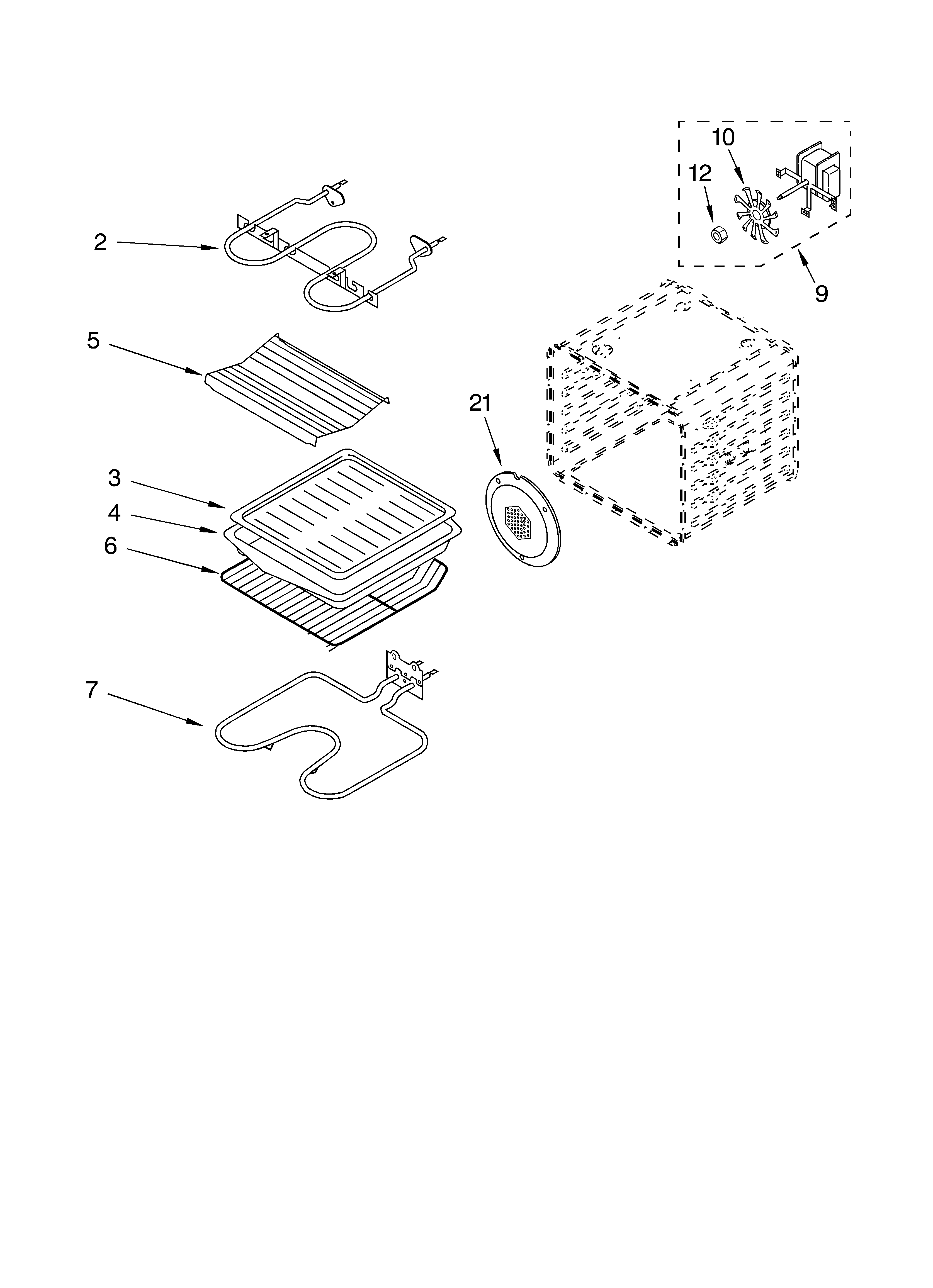 Whirlpool GBS277PDT8 internal oven diagram