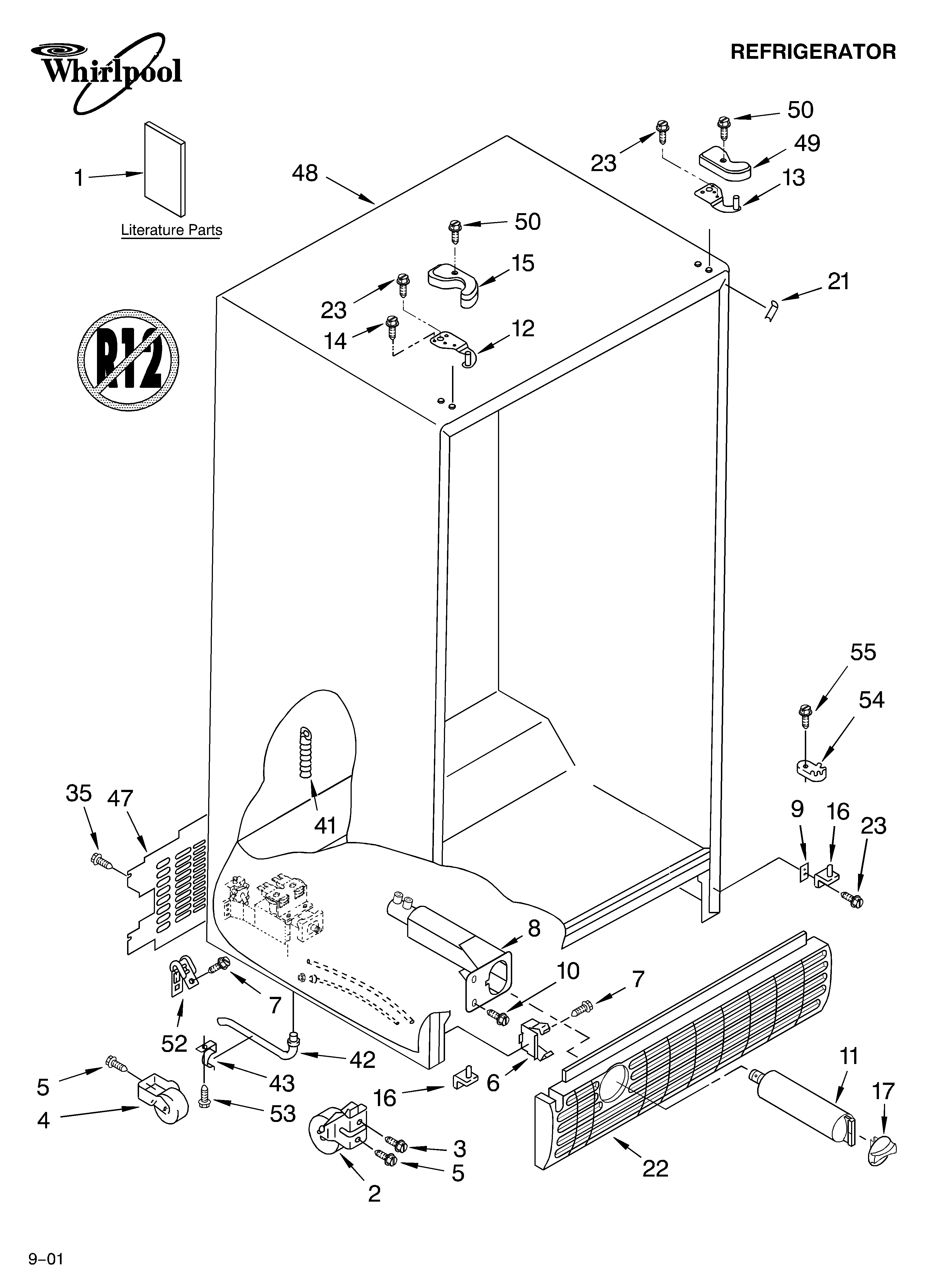 Whirlpool ED5FHGXKT00 cabinet/literature diagram