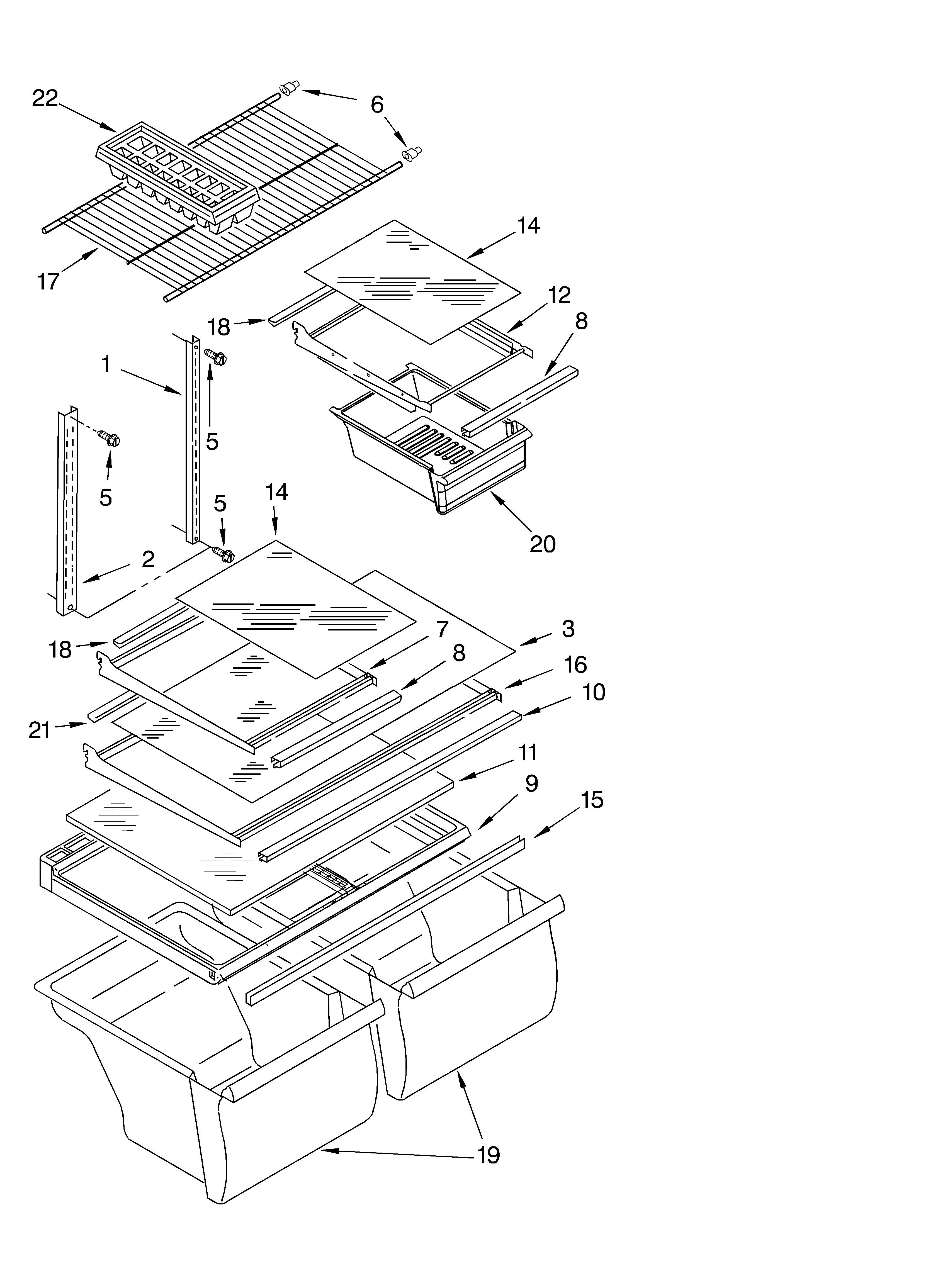 Roper RT21AKXKT00 shelf diagram