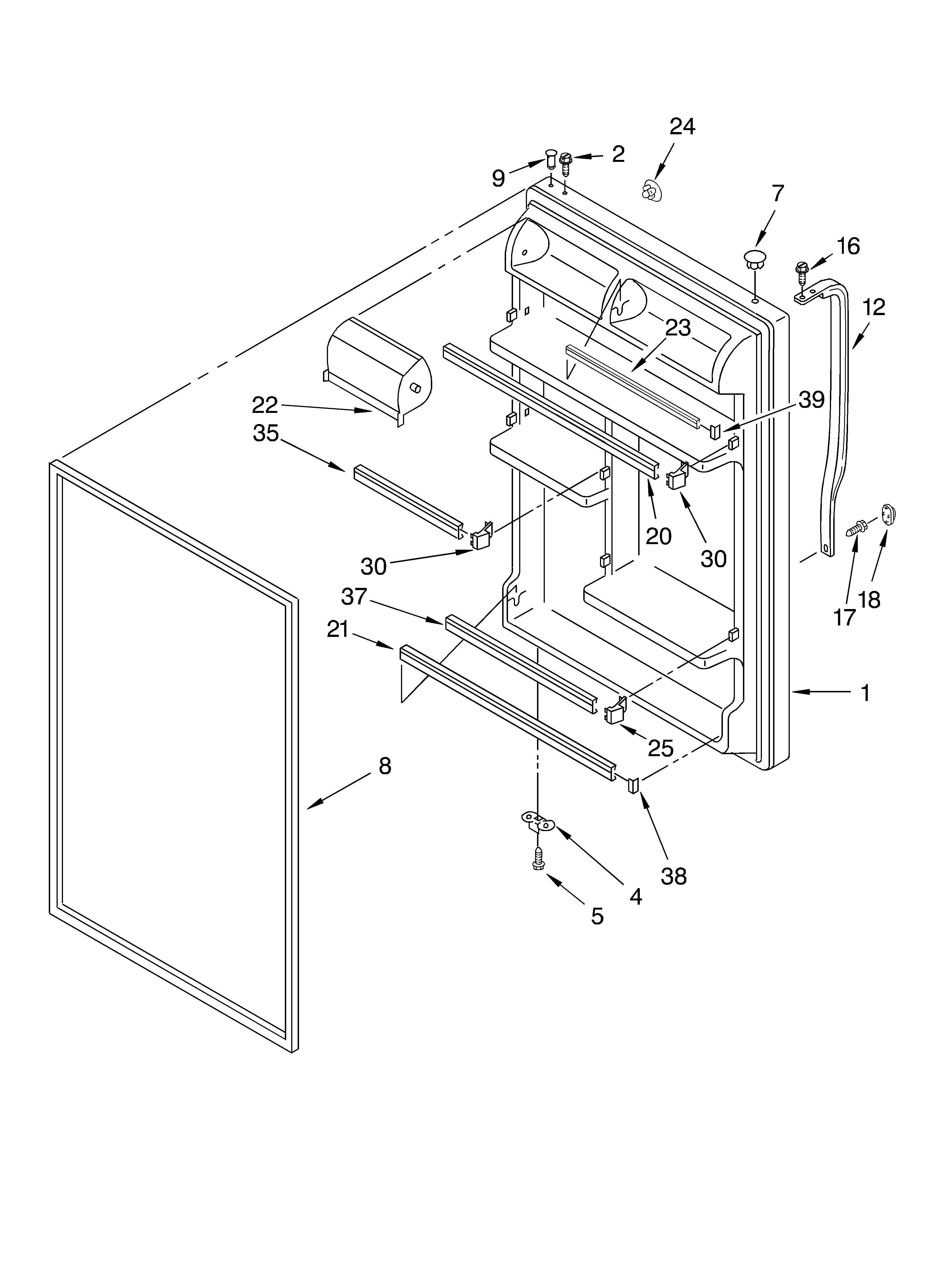 Roper RT21AKXKT00 refrigerator door diagram