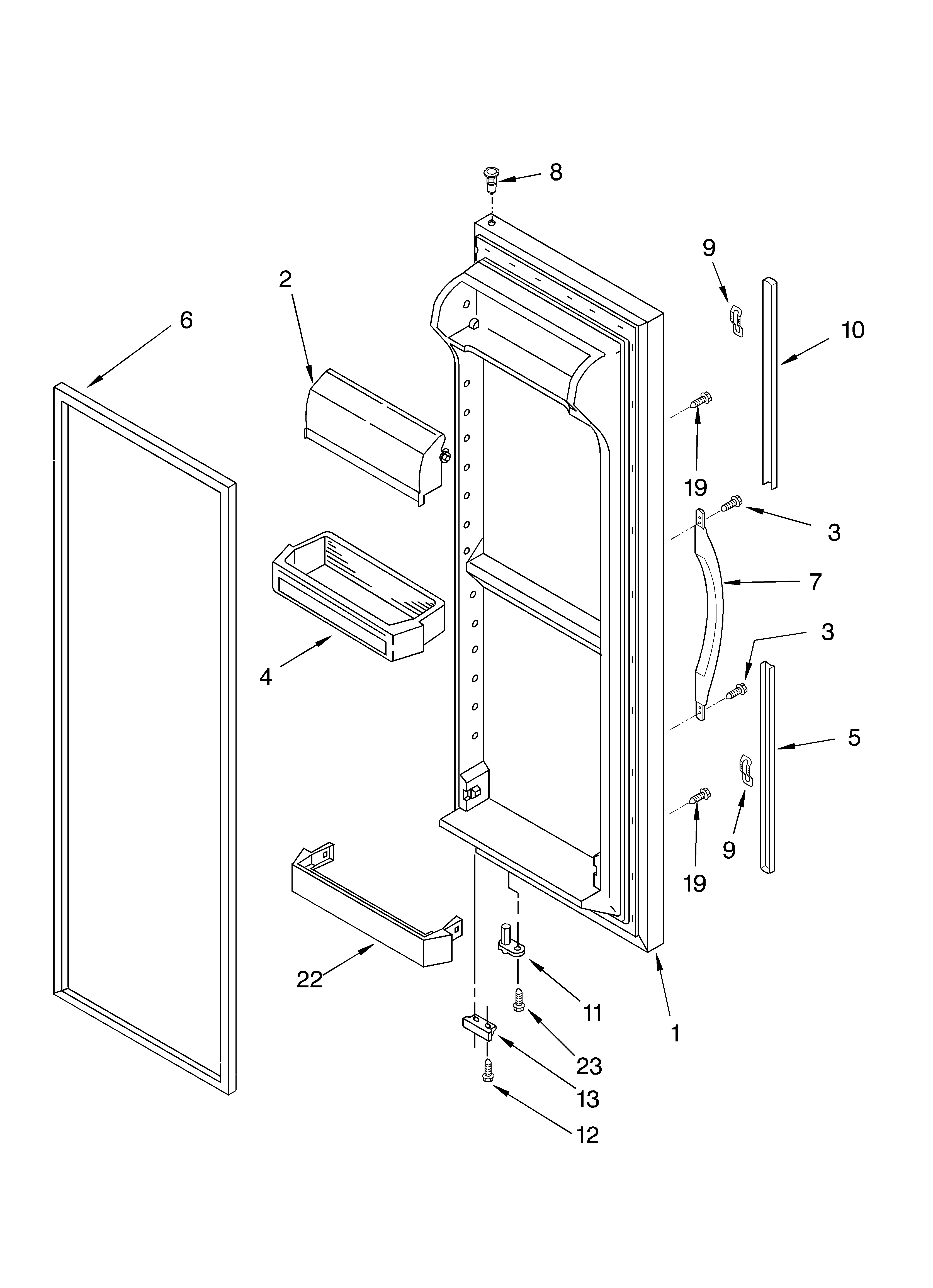 Whirlpool ED5FHEXKQ00 refrigerator door diagram