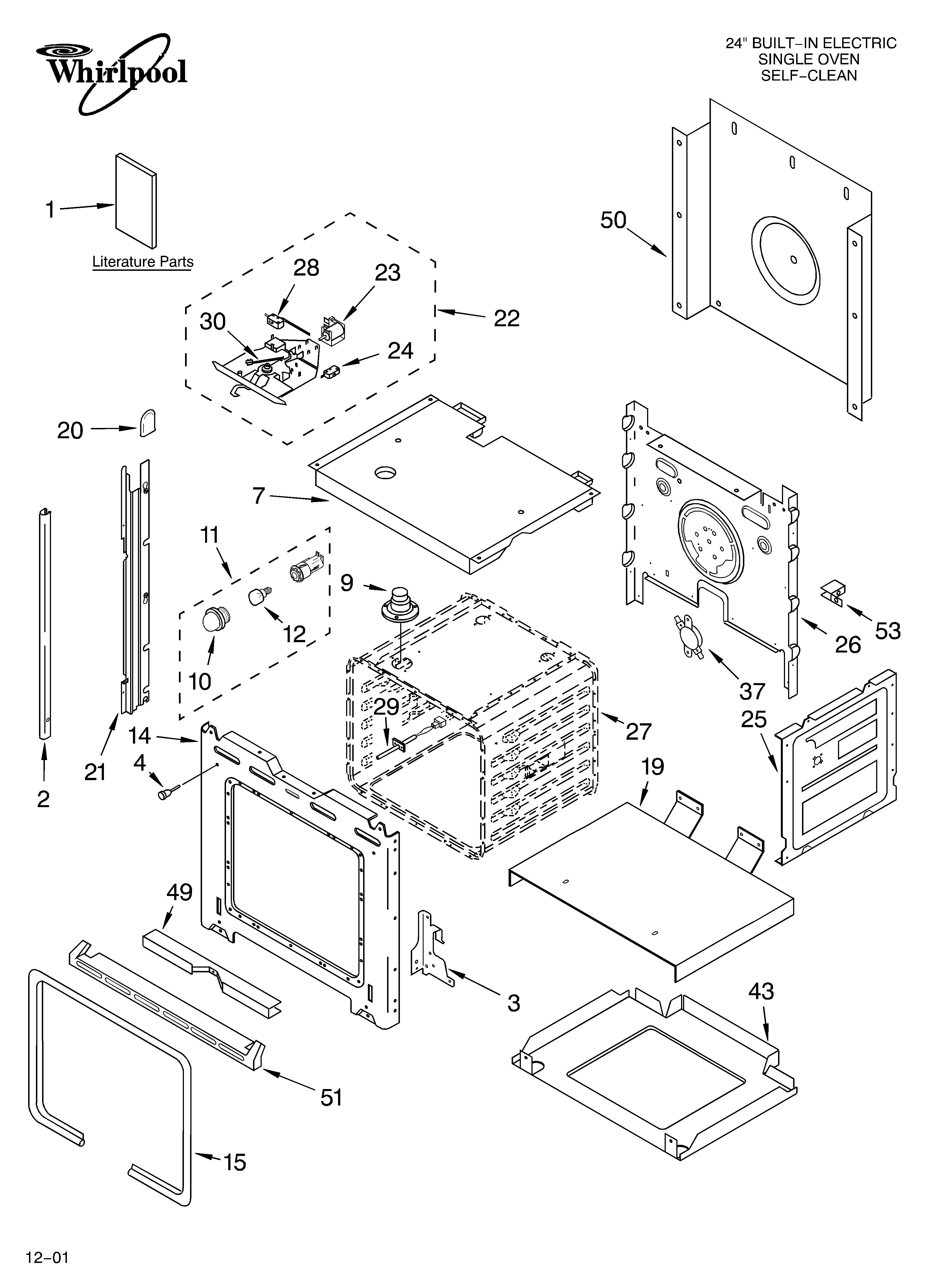 Whirlpool RBS245PDB13 oven/literature diagram