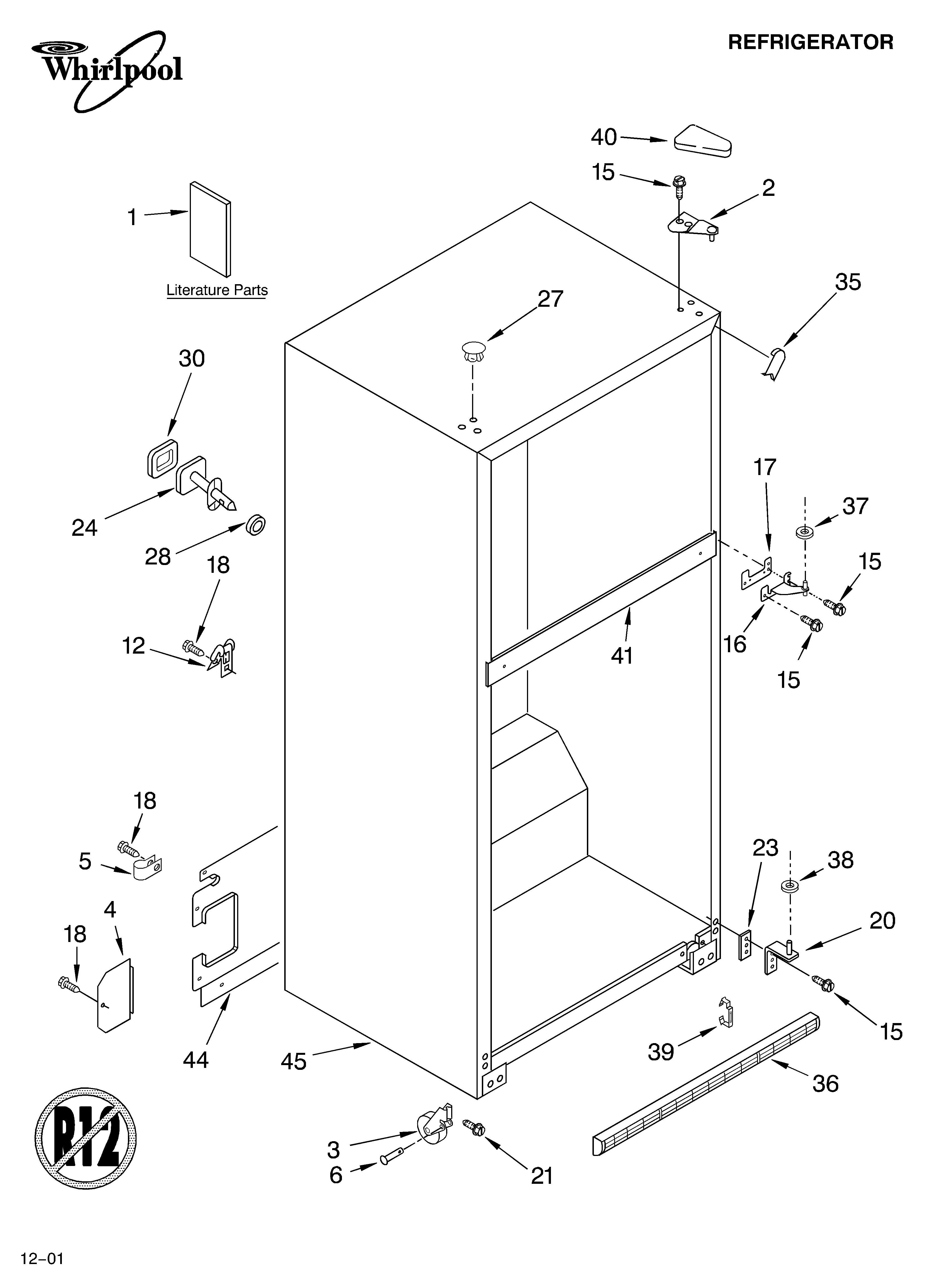 Whirlpool 8ET8FTKXKT00 cabinet/literature diagram
