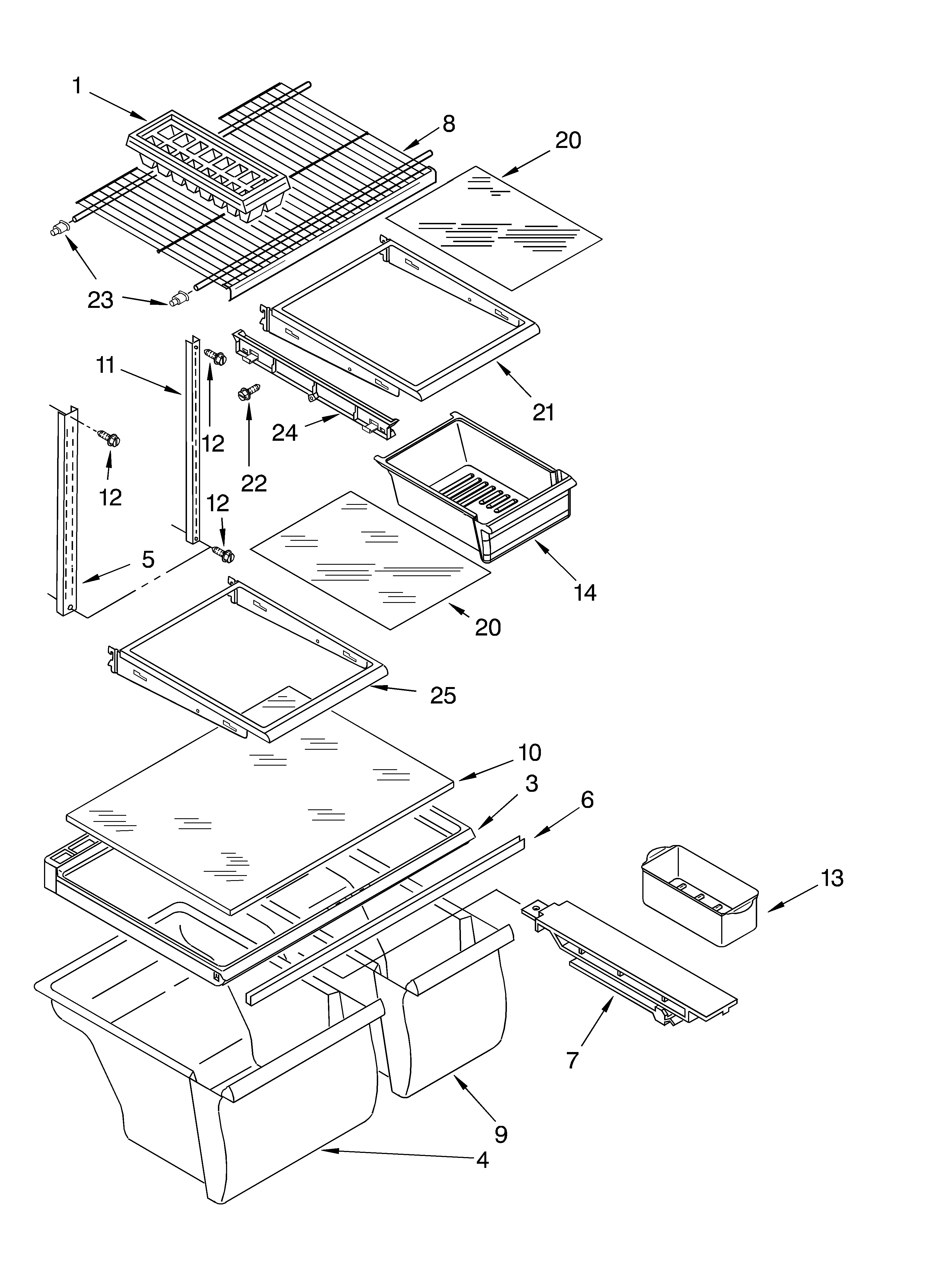 Whirlpool 8ET8FTKXKT00 shelf/optional diagram