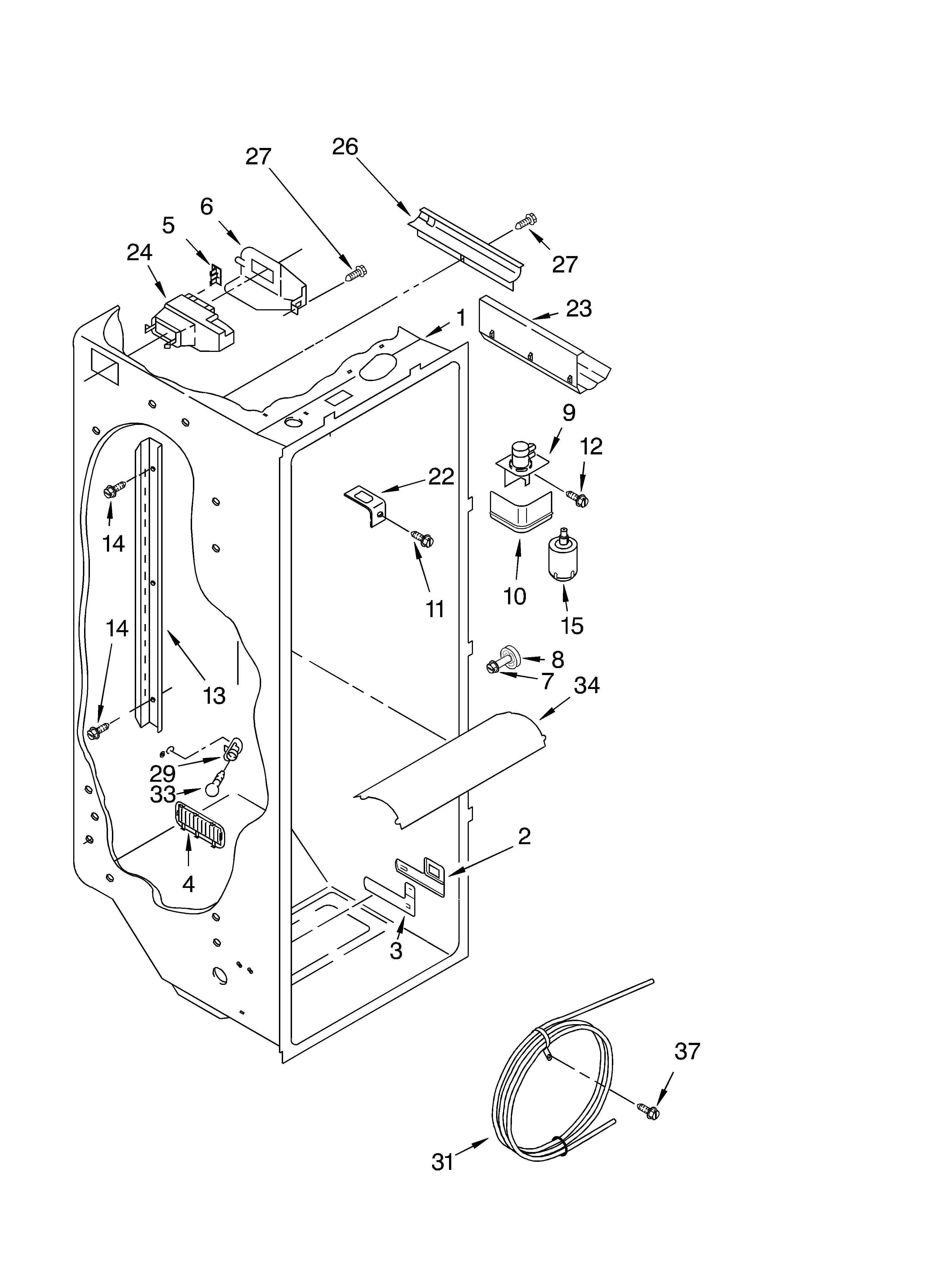 Whirlpool ED5GTFXKT01 refrigerator liner diagram