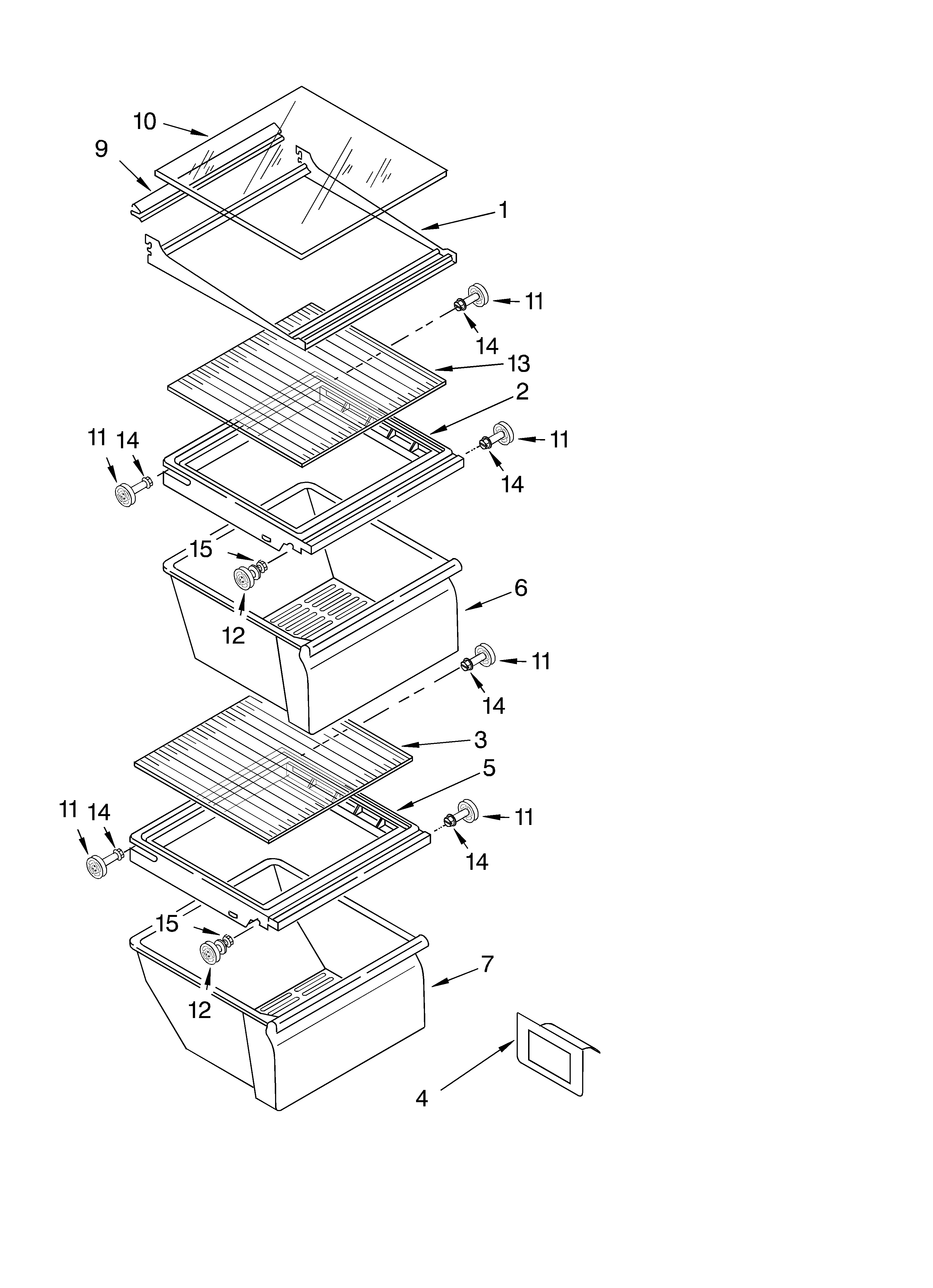 Whirlpool ED5GTFXKT01 refrigerator shelf diagram