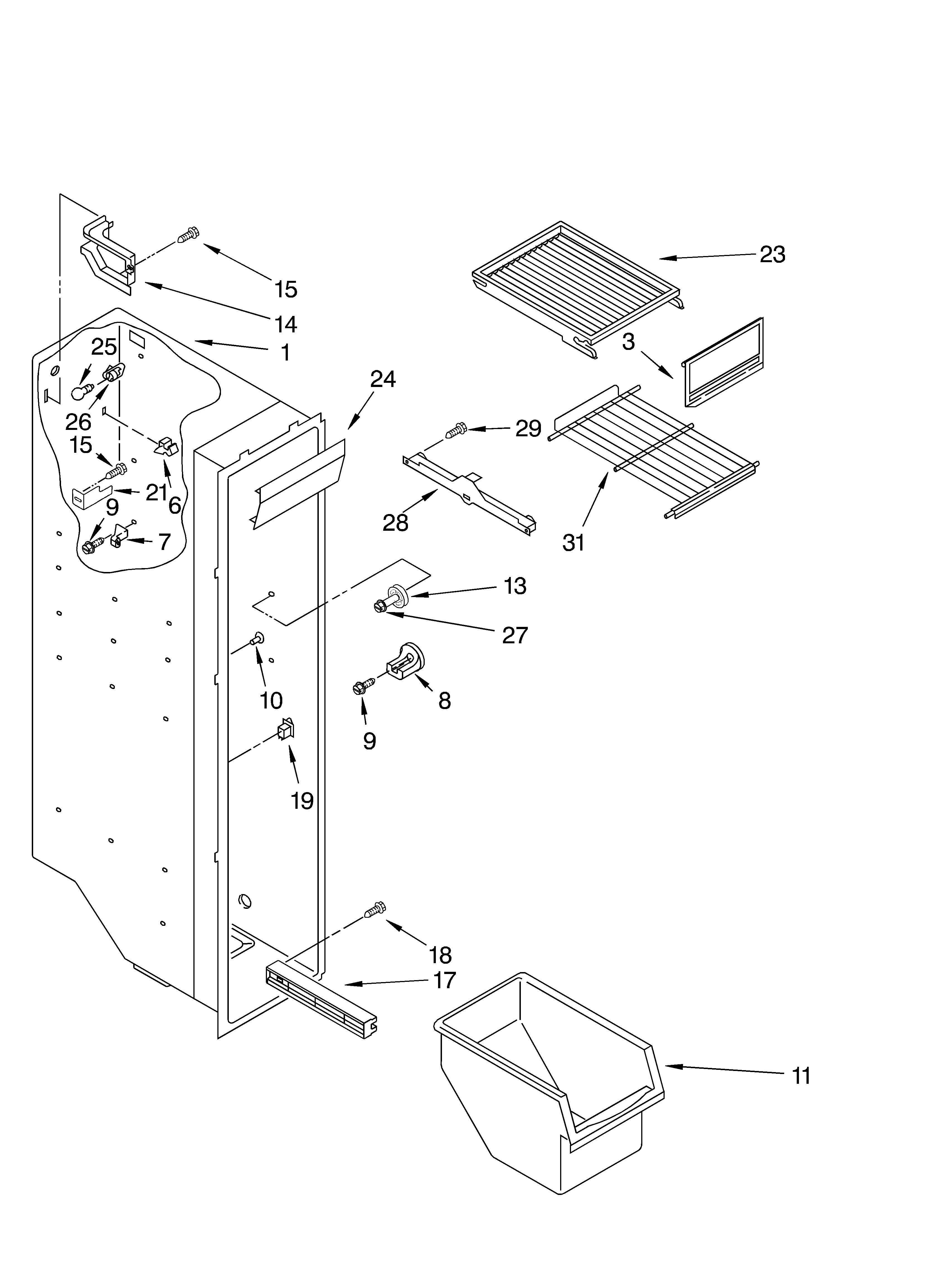 Whirlpool ED5GTFXKT01 freezer liner diagram