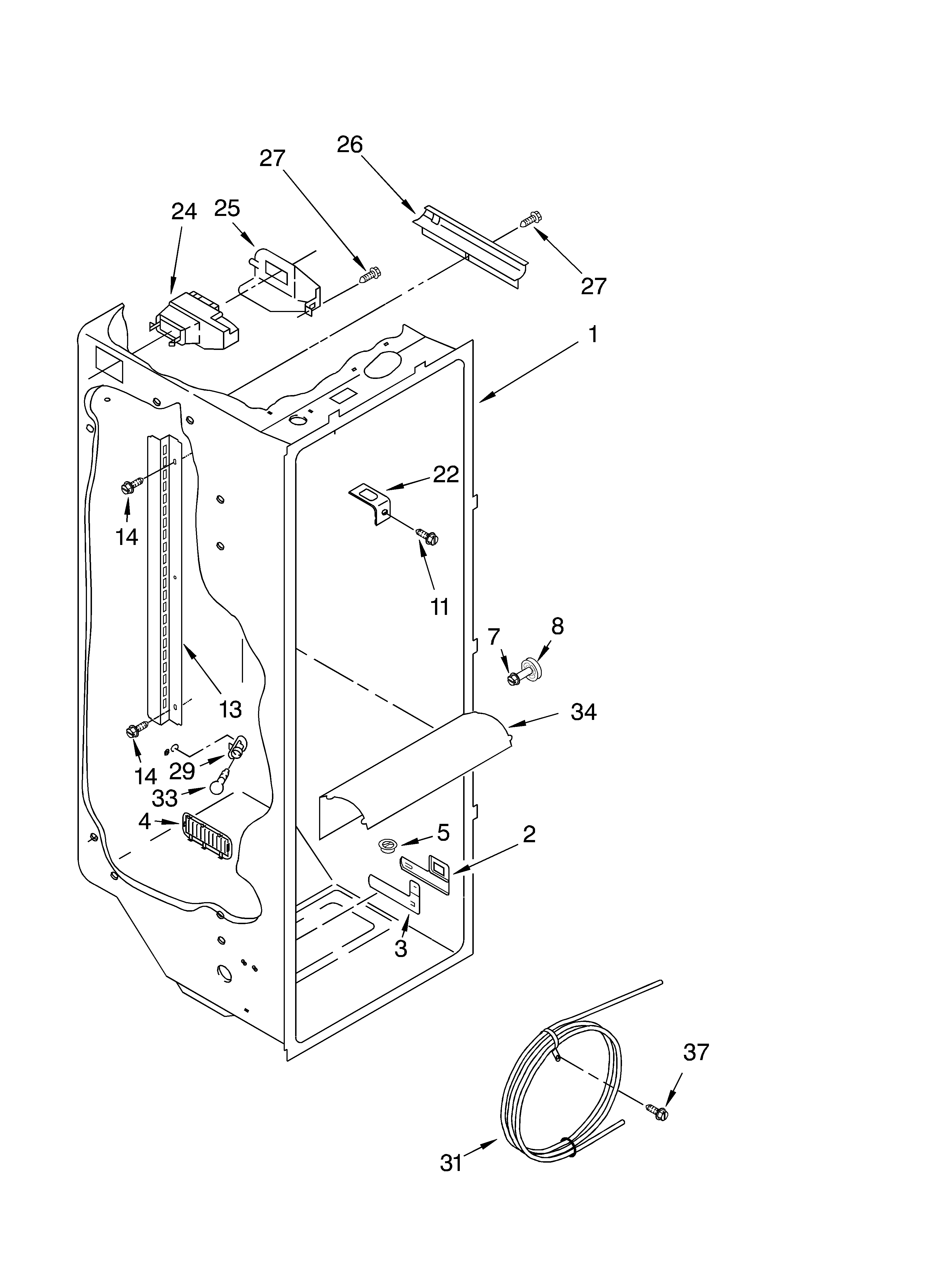 Whirlpool ED5GTQXKT01 refrigerator liner diagram