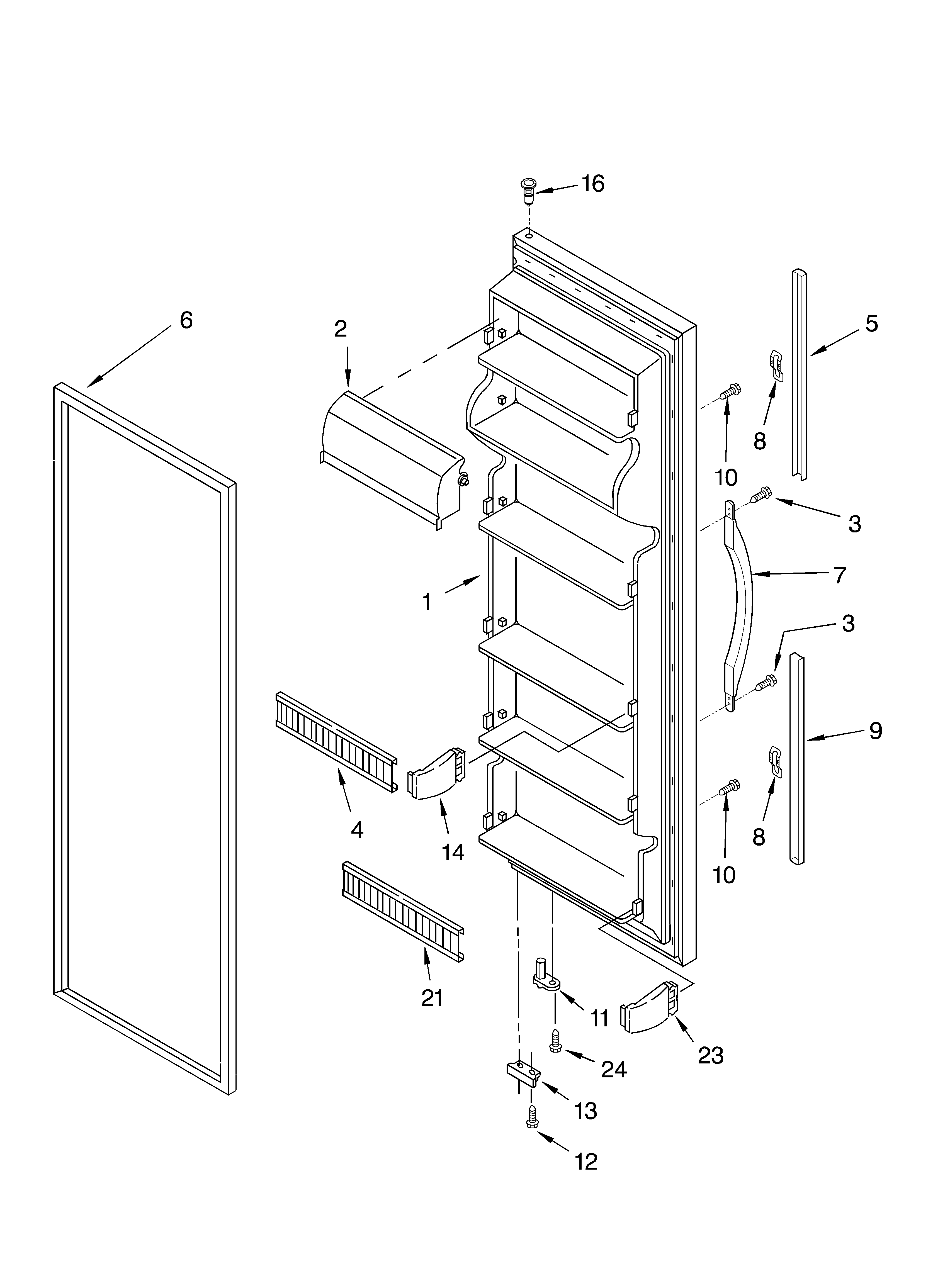 Whirlpool ED5GTQXKT01 refrigerator door diagram