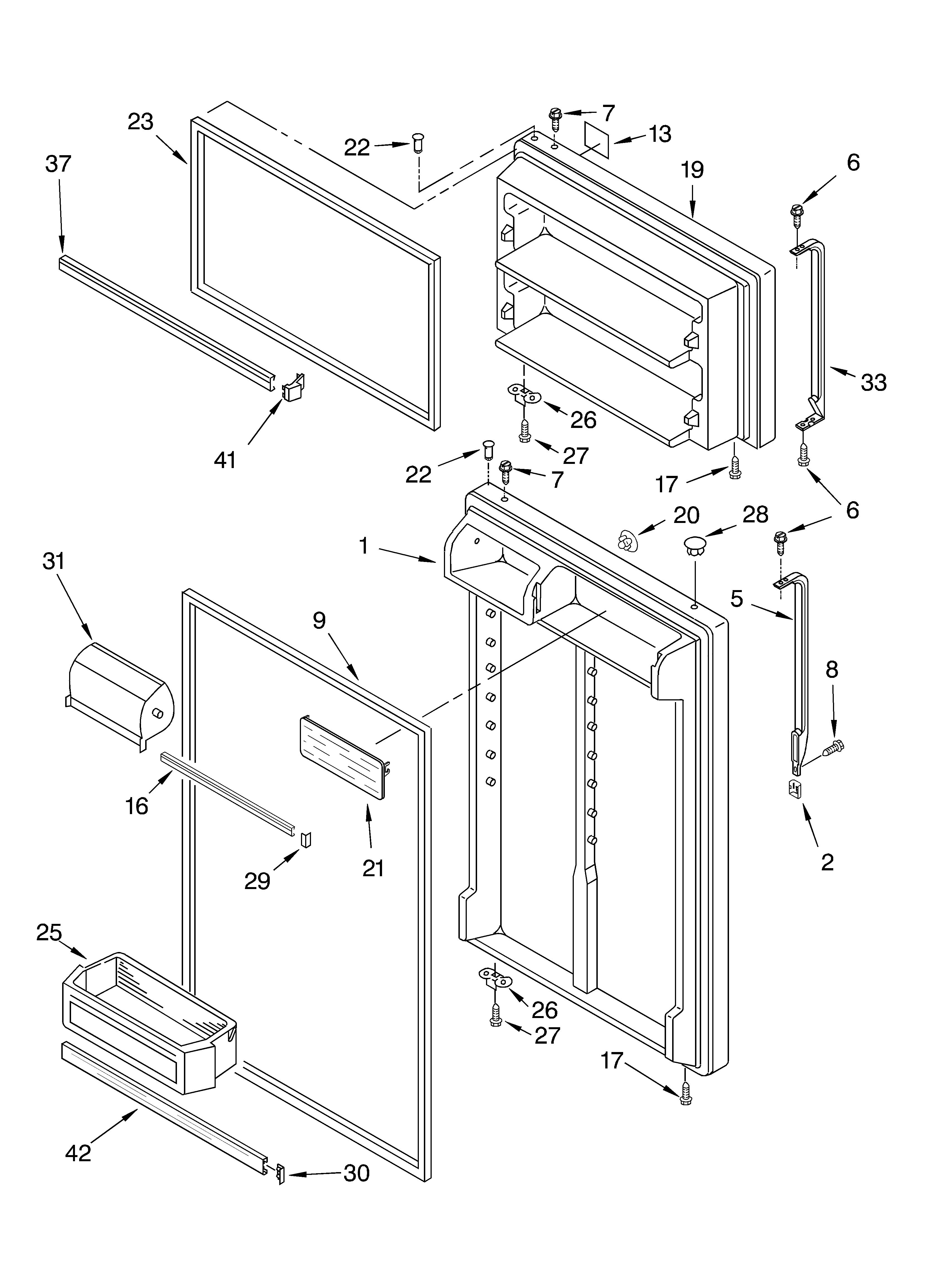 Whirlpool ET1FTKXKQ01 door diagram