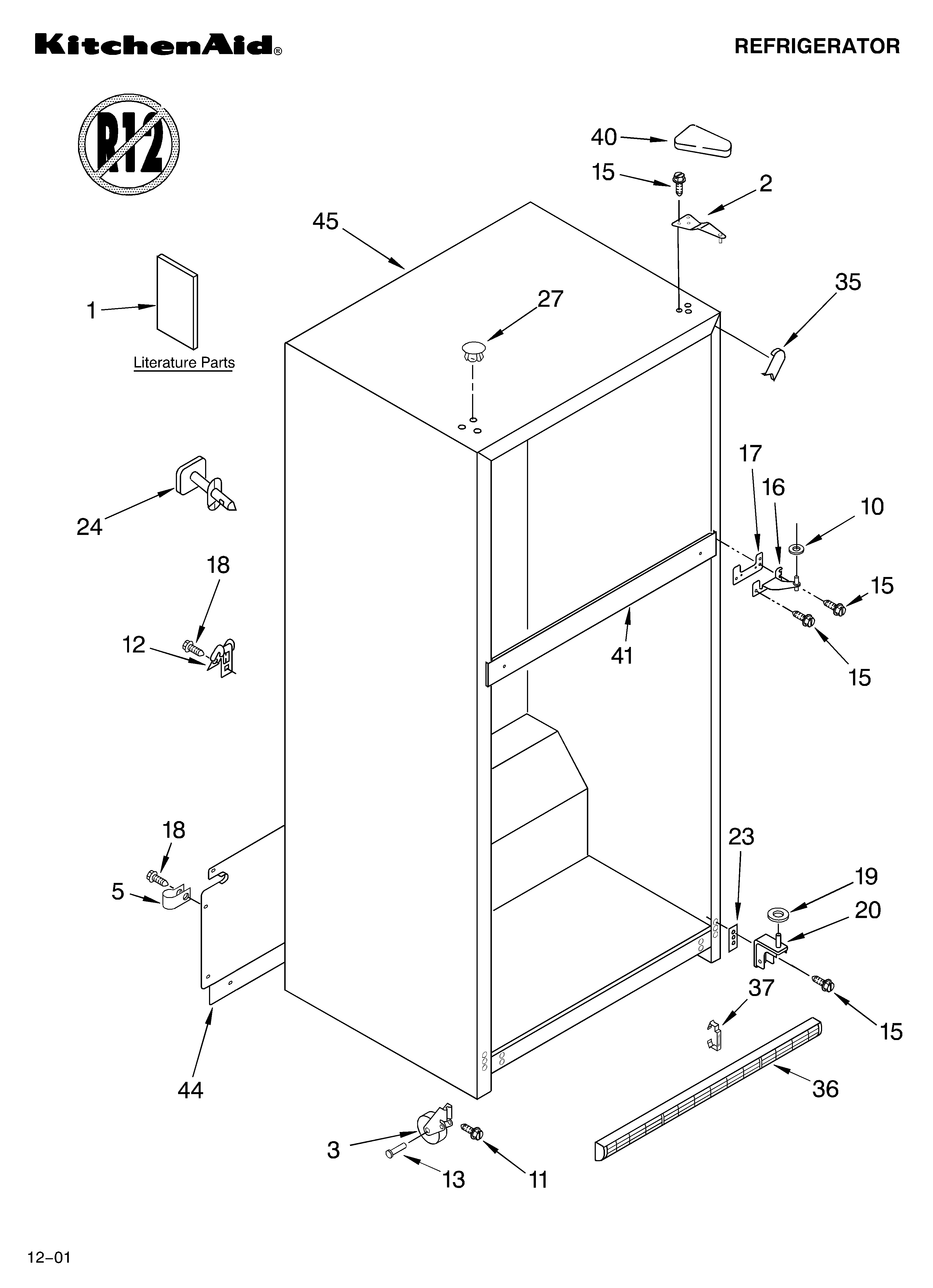 KitchenAid KTRC22EKBT01 cabinet/literature diagram