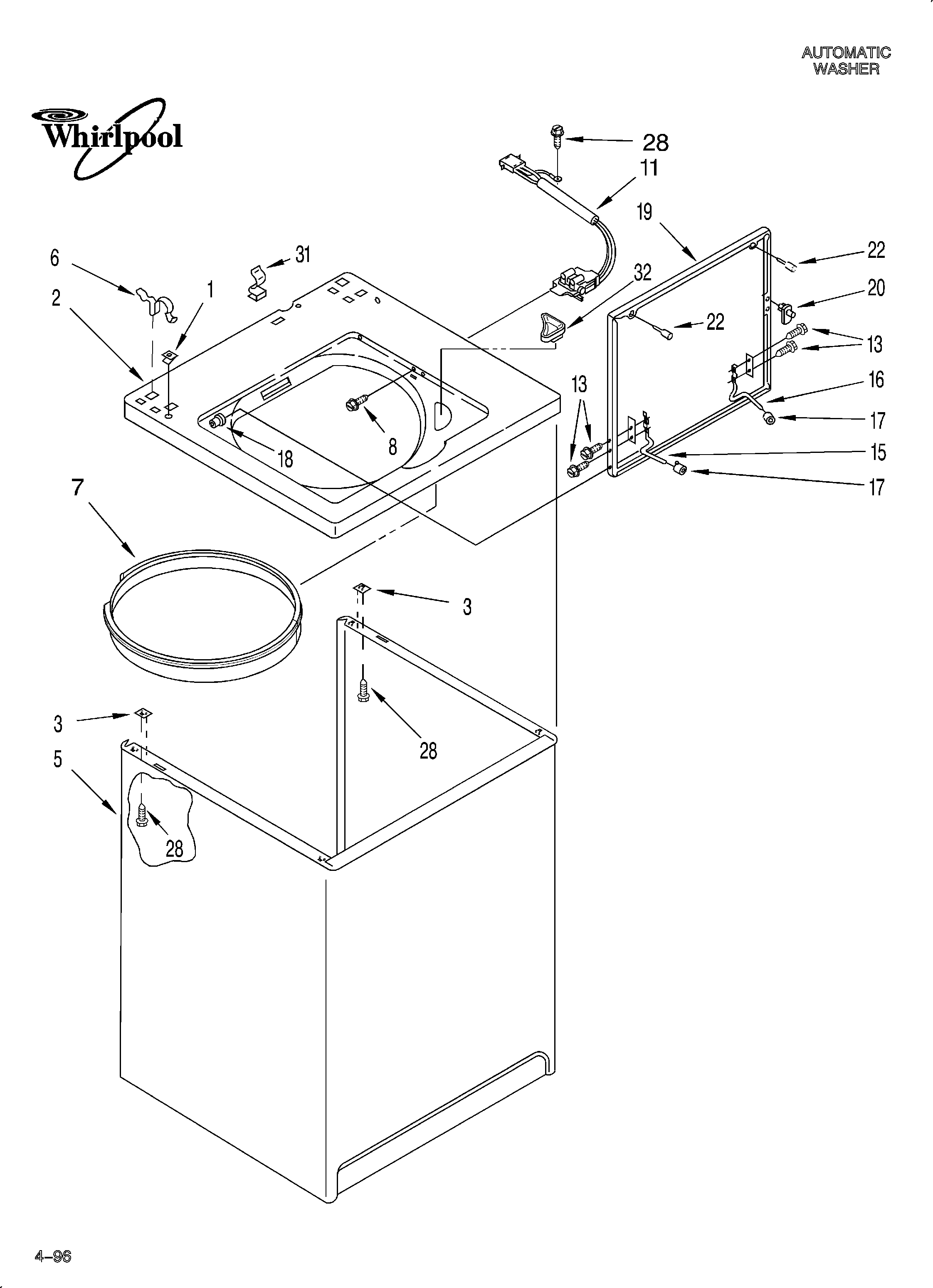 Whirlpool LSS9244EZ0 top and cabinet diagram