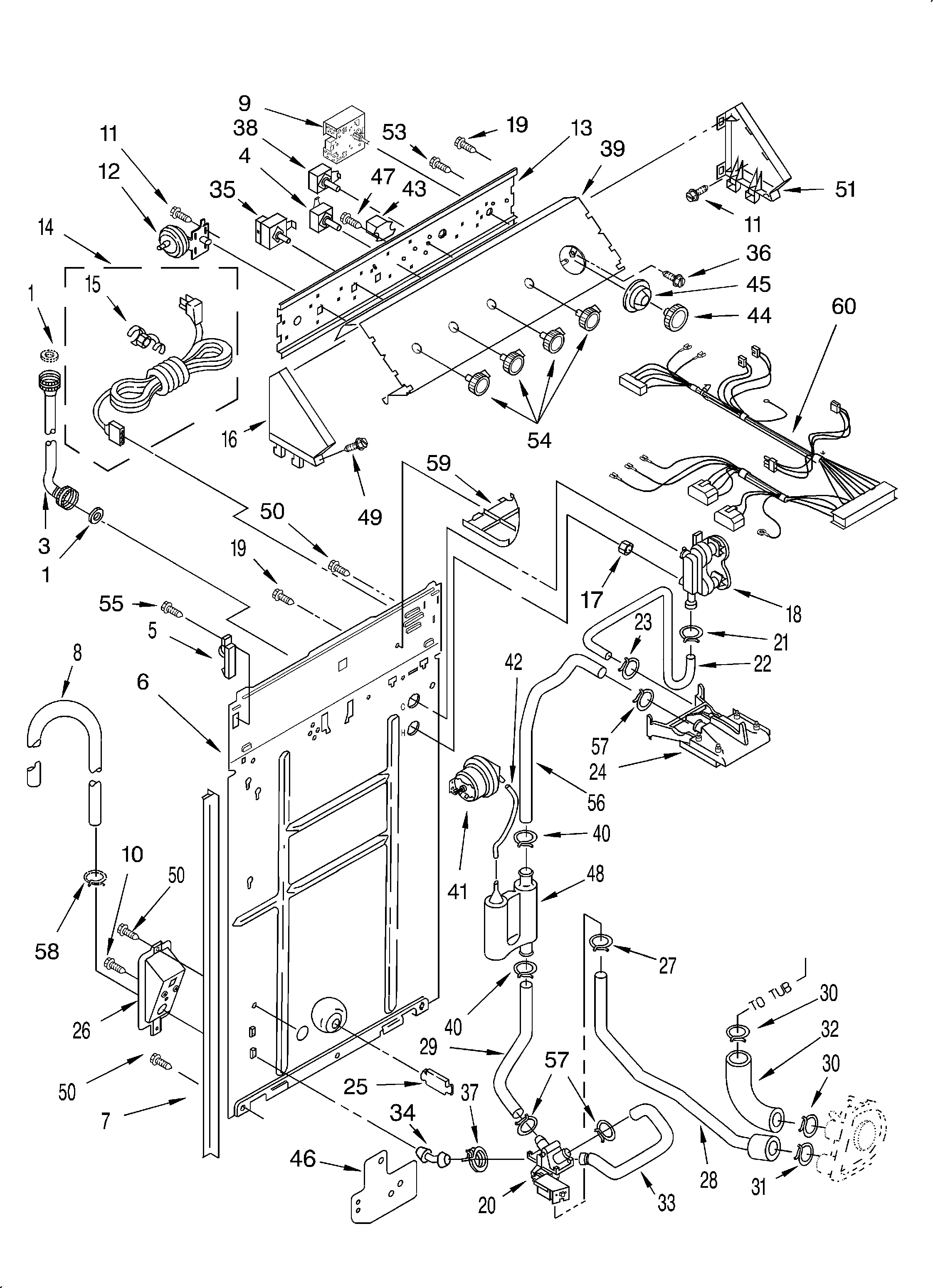 Whirlpool LSS9244EZ0 controls and rear panel diagram
