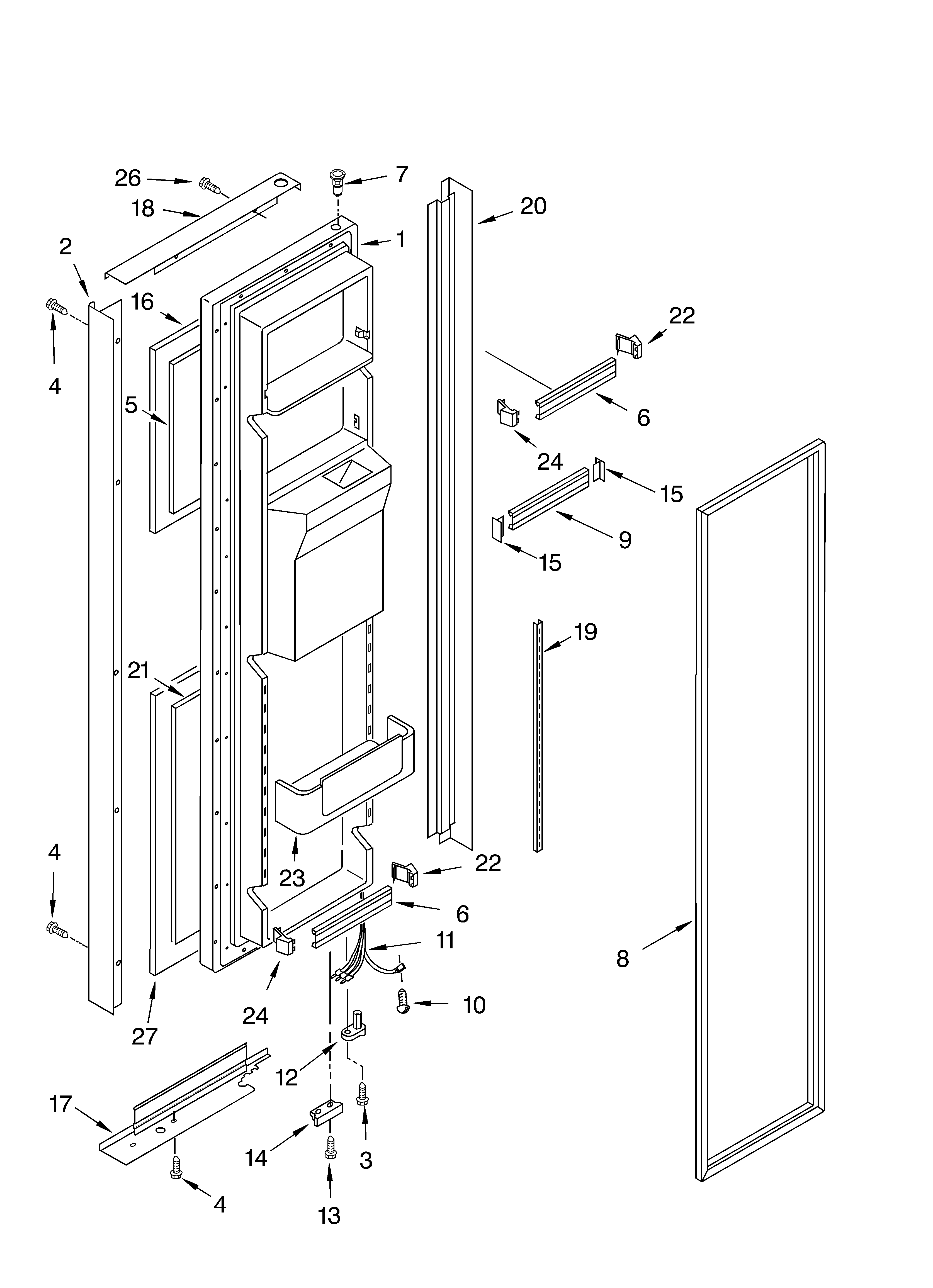 KitchenAid KSBP25FJSS00 freezer door diagram