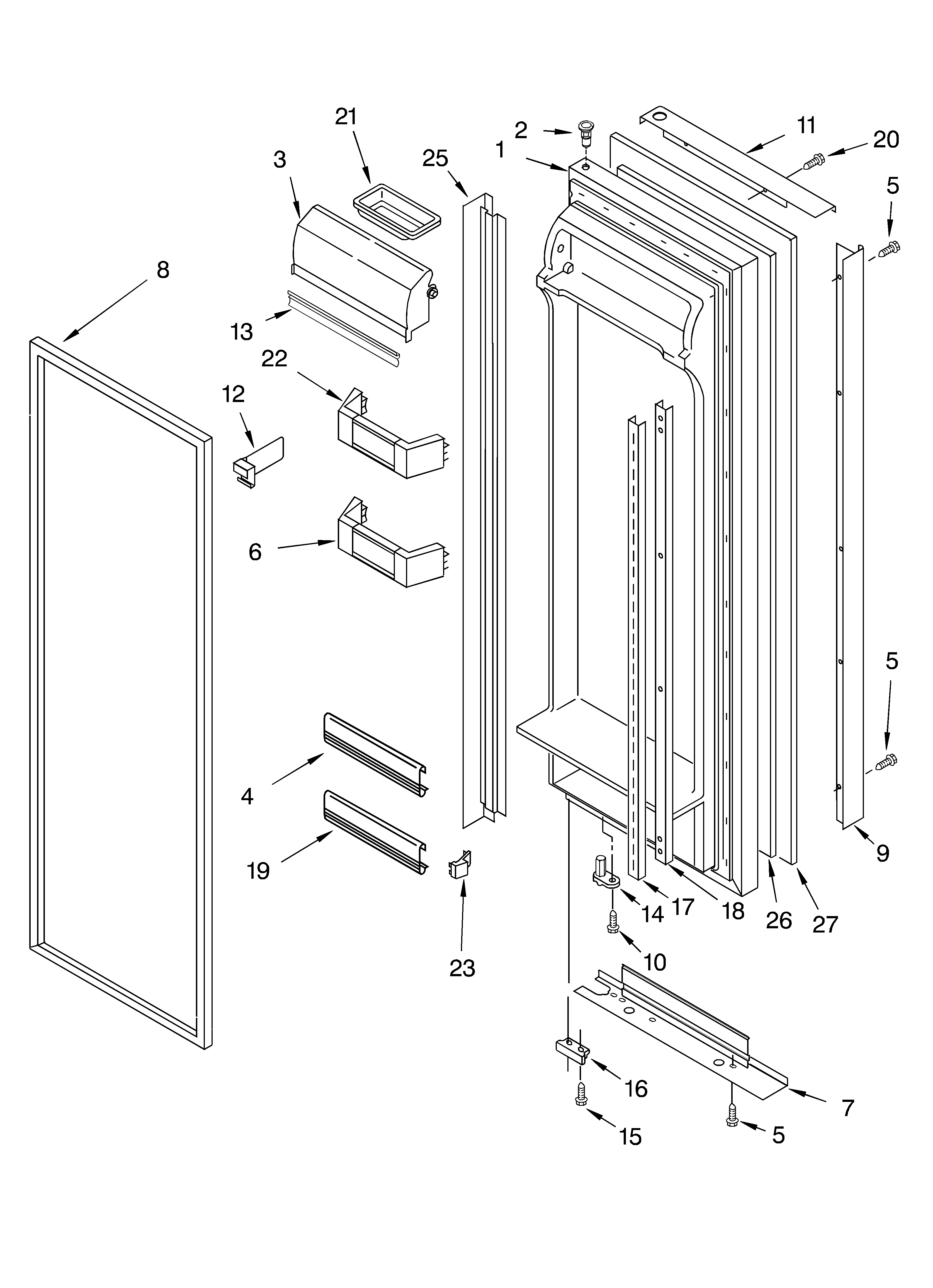 KitchenAid KSBP25FJSS01 refrigerator door diagram