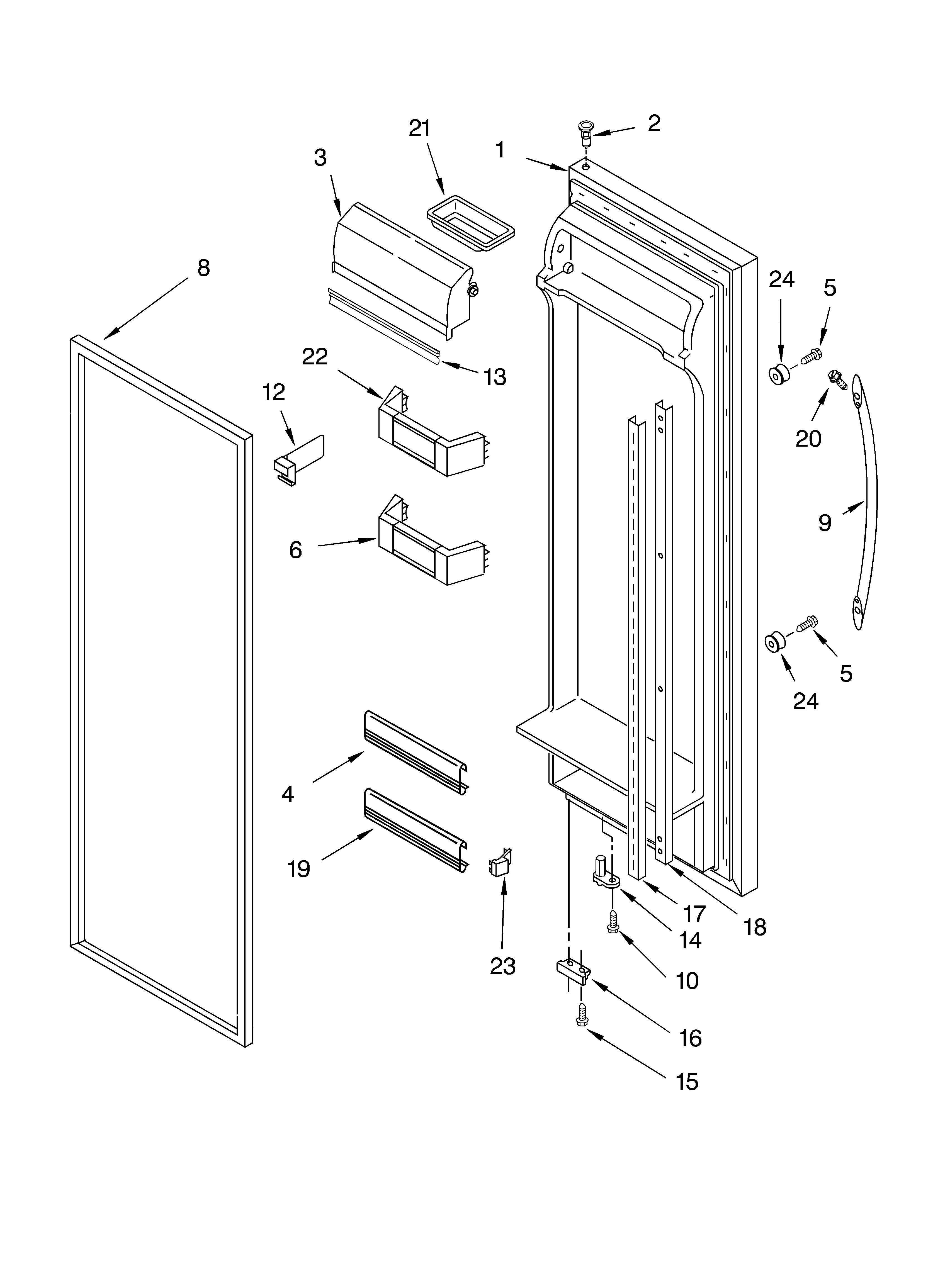 KitchenAid KSCS25FJSS00 refrigerator door diagram