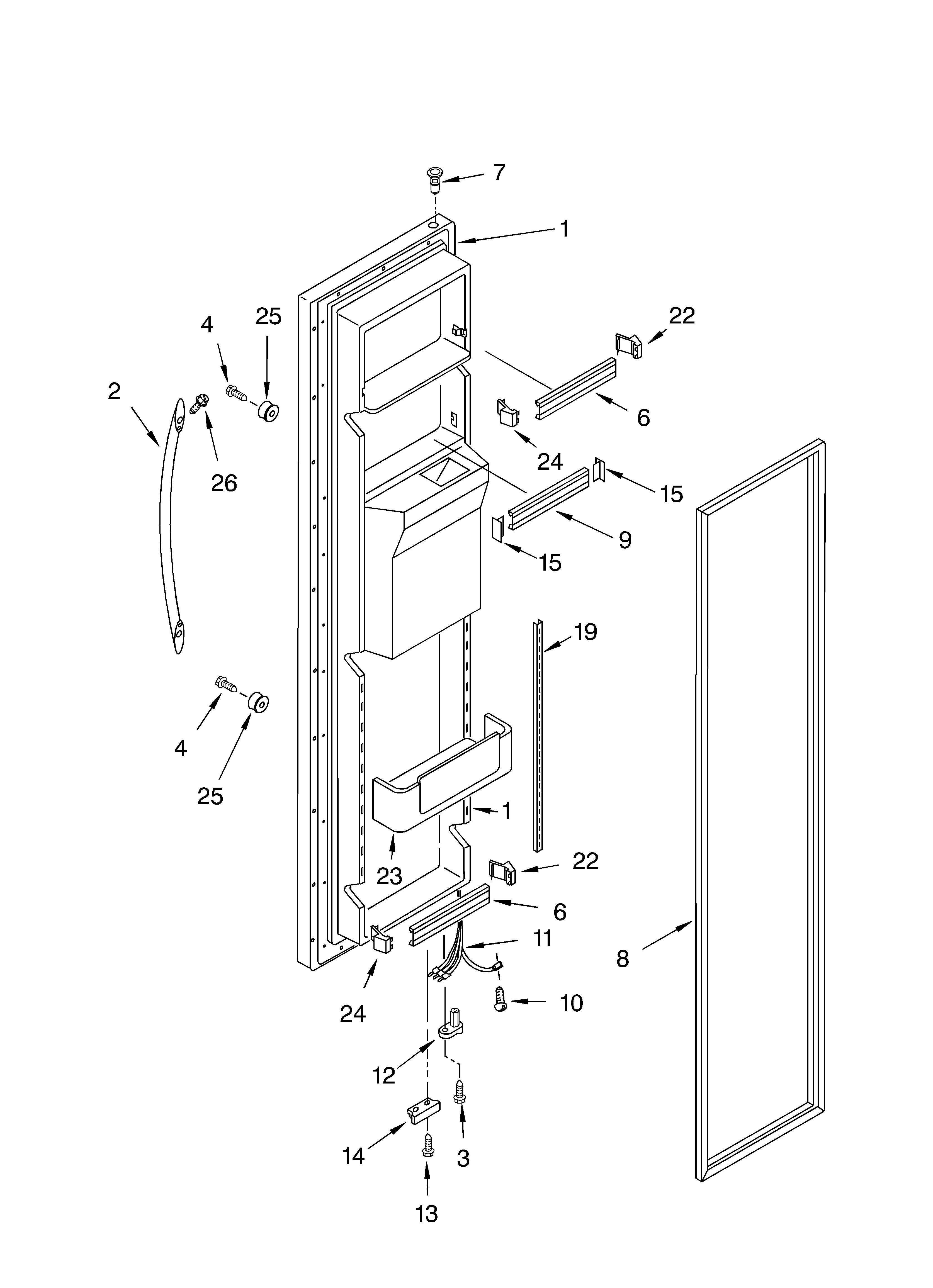 KitchenAid KSCS25FJSS00 freezer door diagram