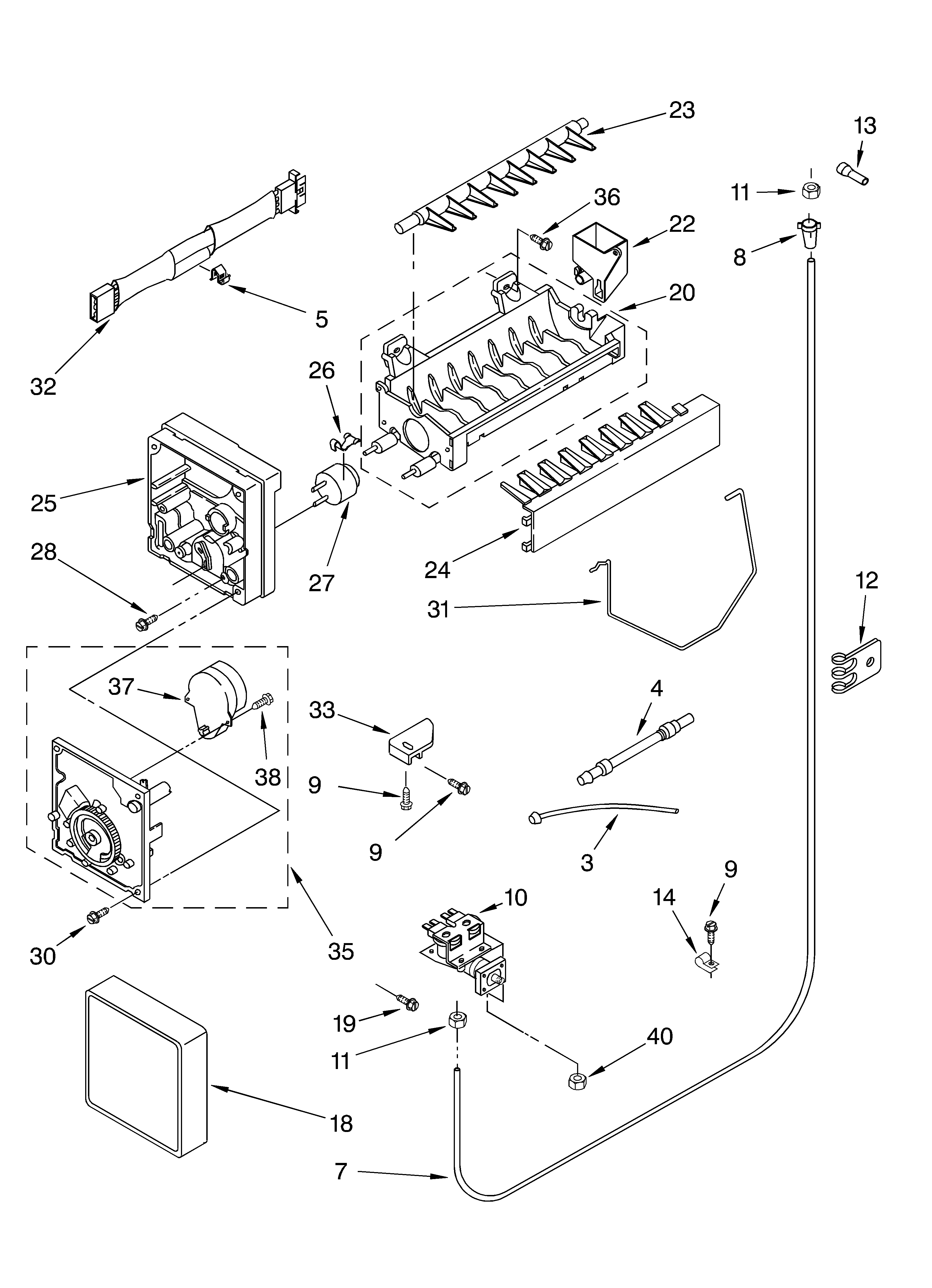 KitchenAid KSFS25FJBL00 ice maker/optional diagram