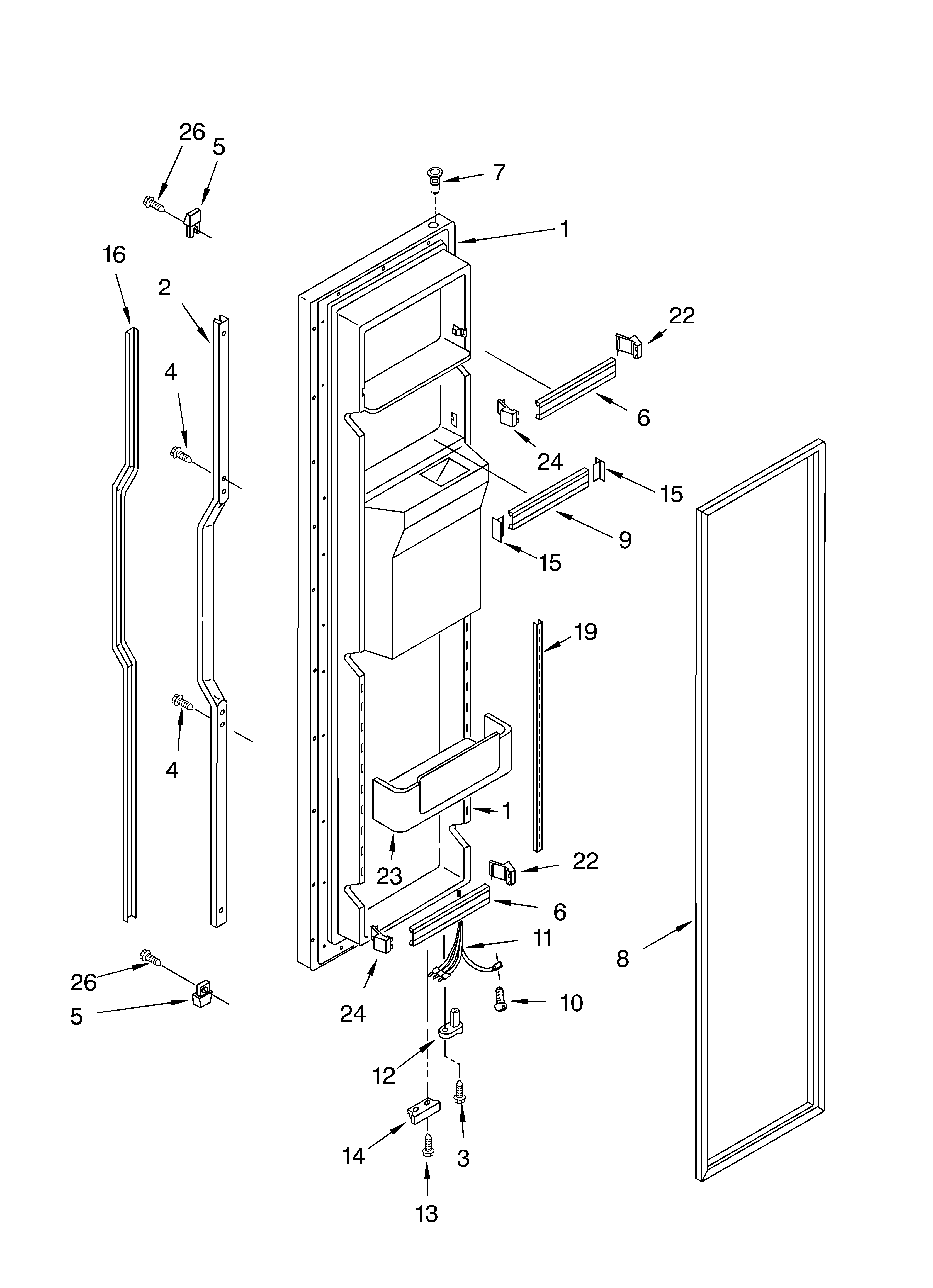 KitchenAid KSFS25FJWH01 freezer door diagram