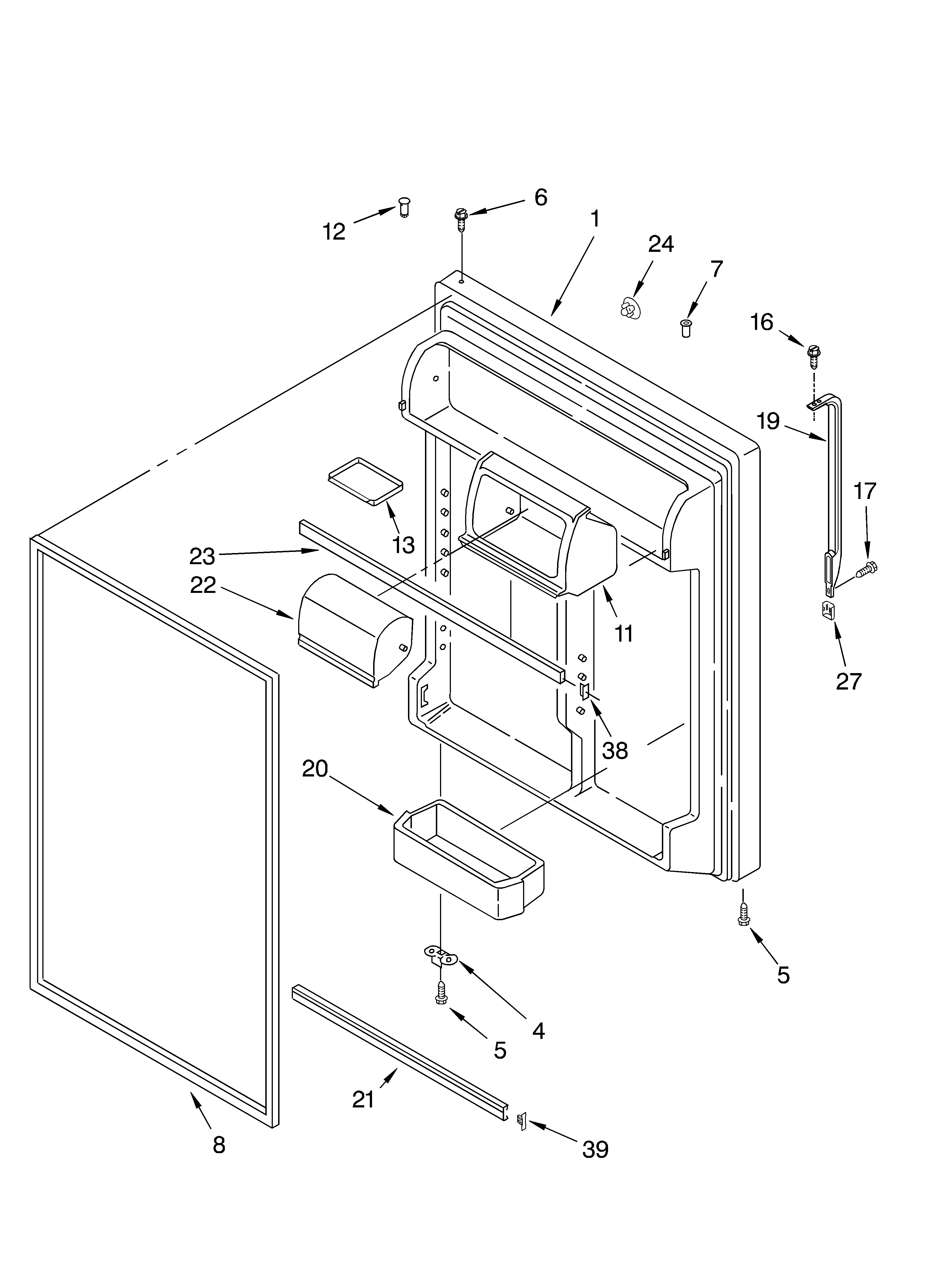 Whirlpool 2ET22DKXJW01 refrigerator door diagram