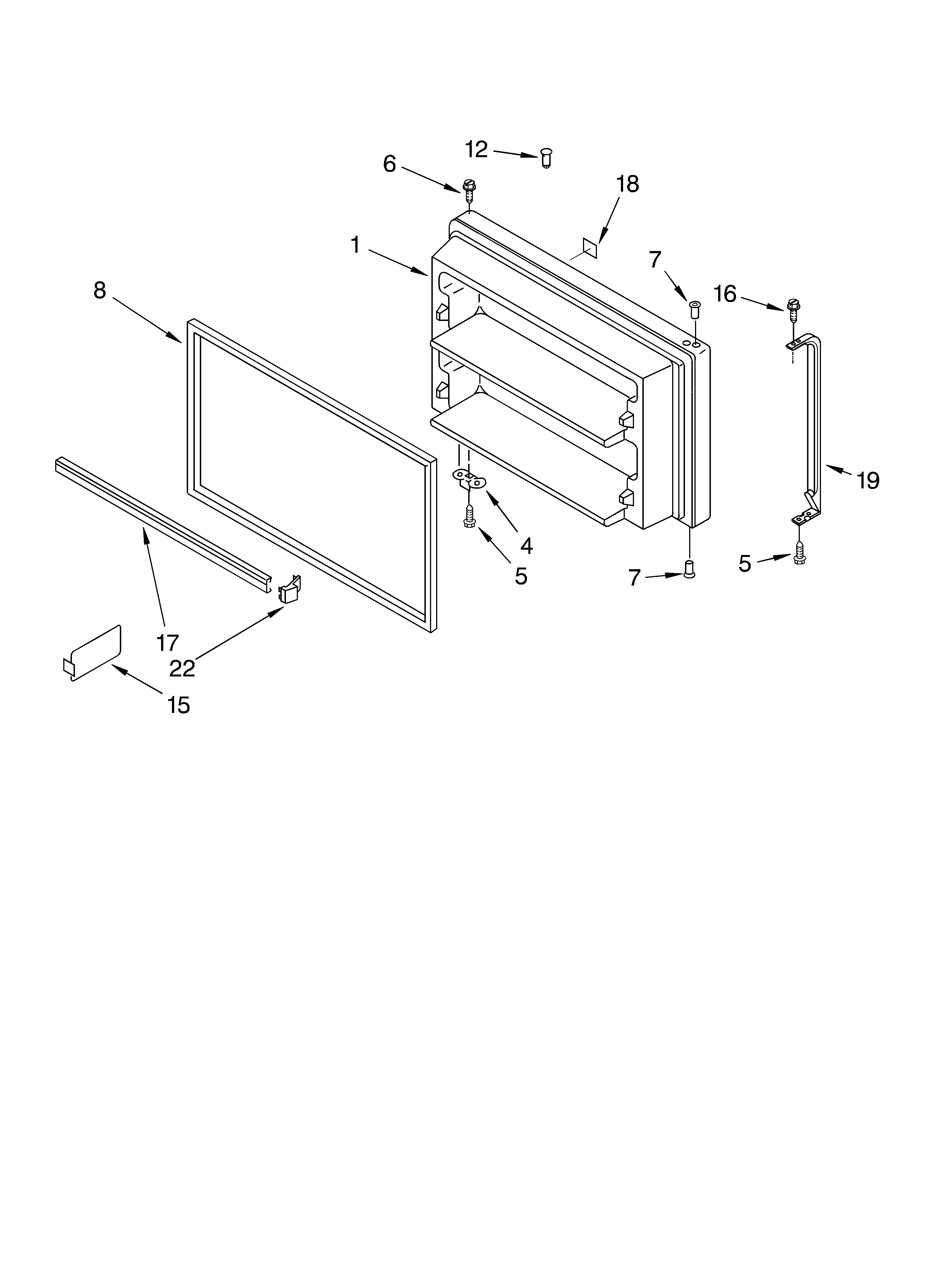 Whirlpool 2ET22DKXJW01 freezer door/optional diagram