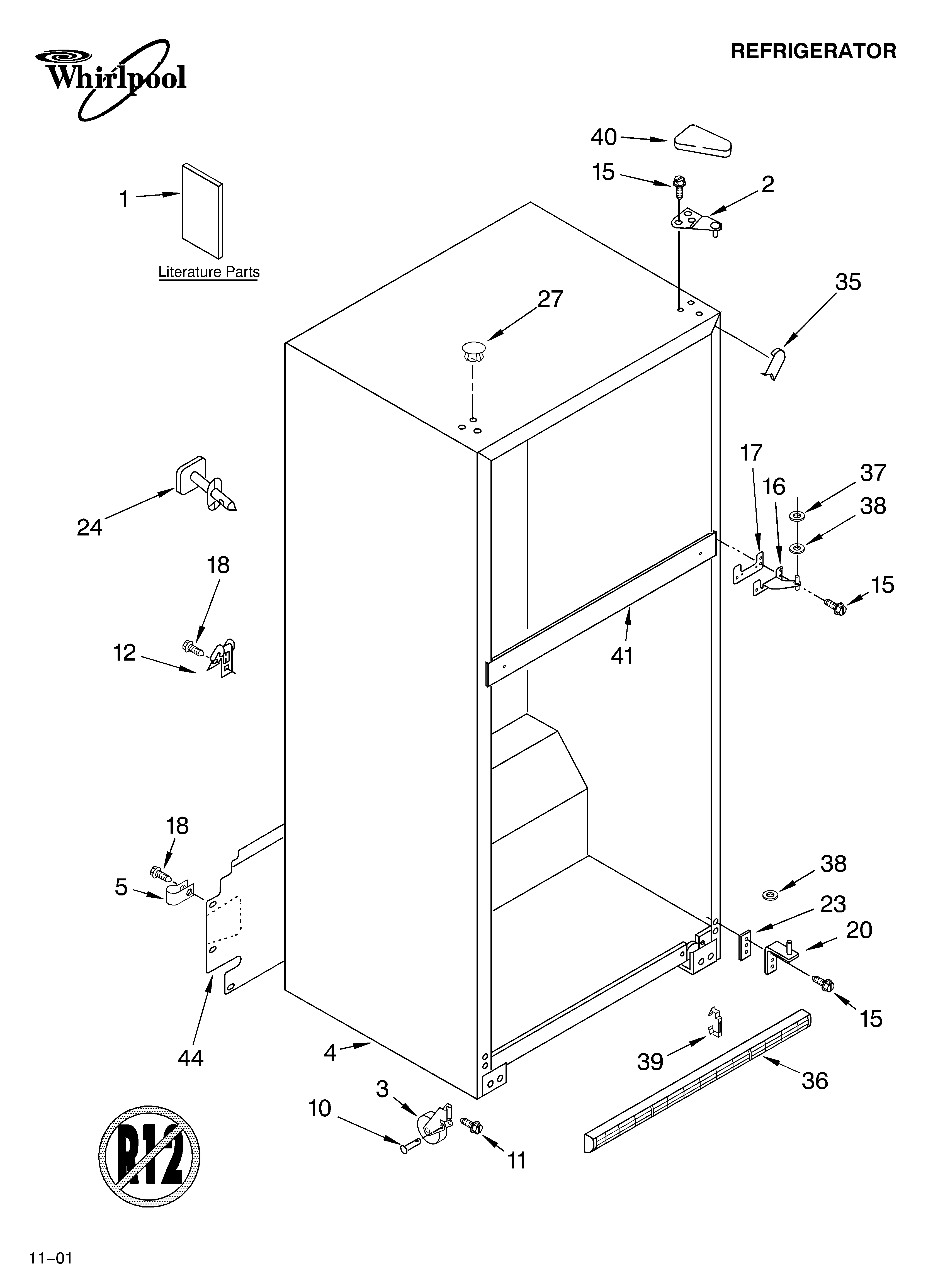 Whirlpool ET1CHMXKQ01 cabinet/literature diagram