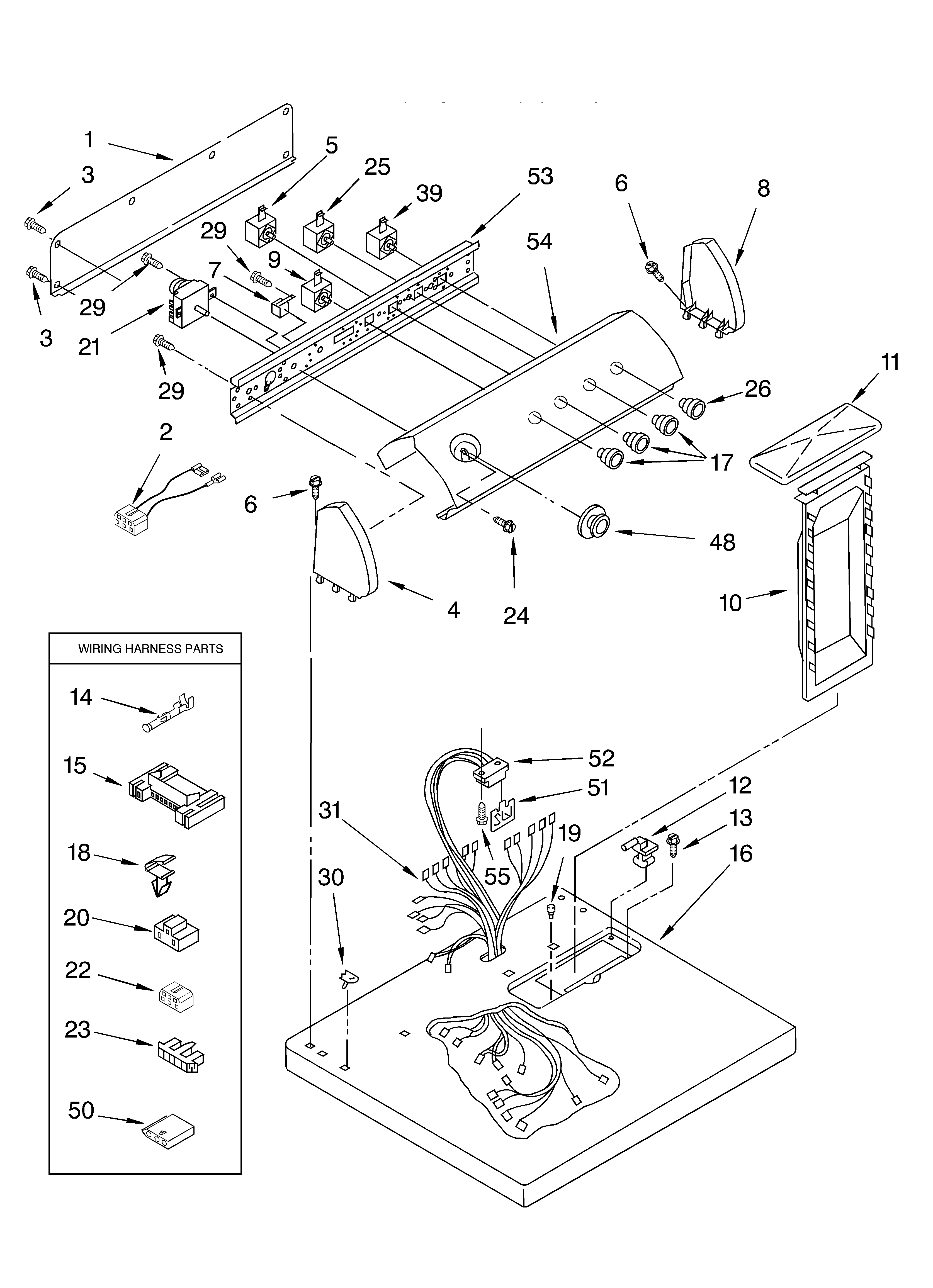 Whirlpool LEQ9557KQ1 top and console diagram