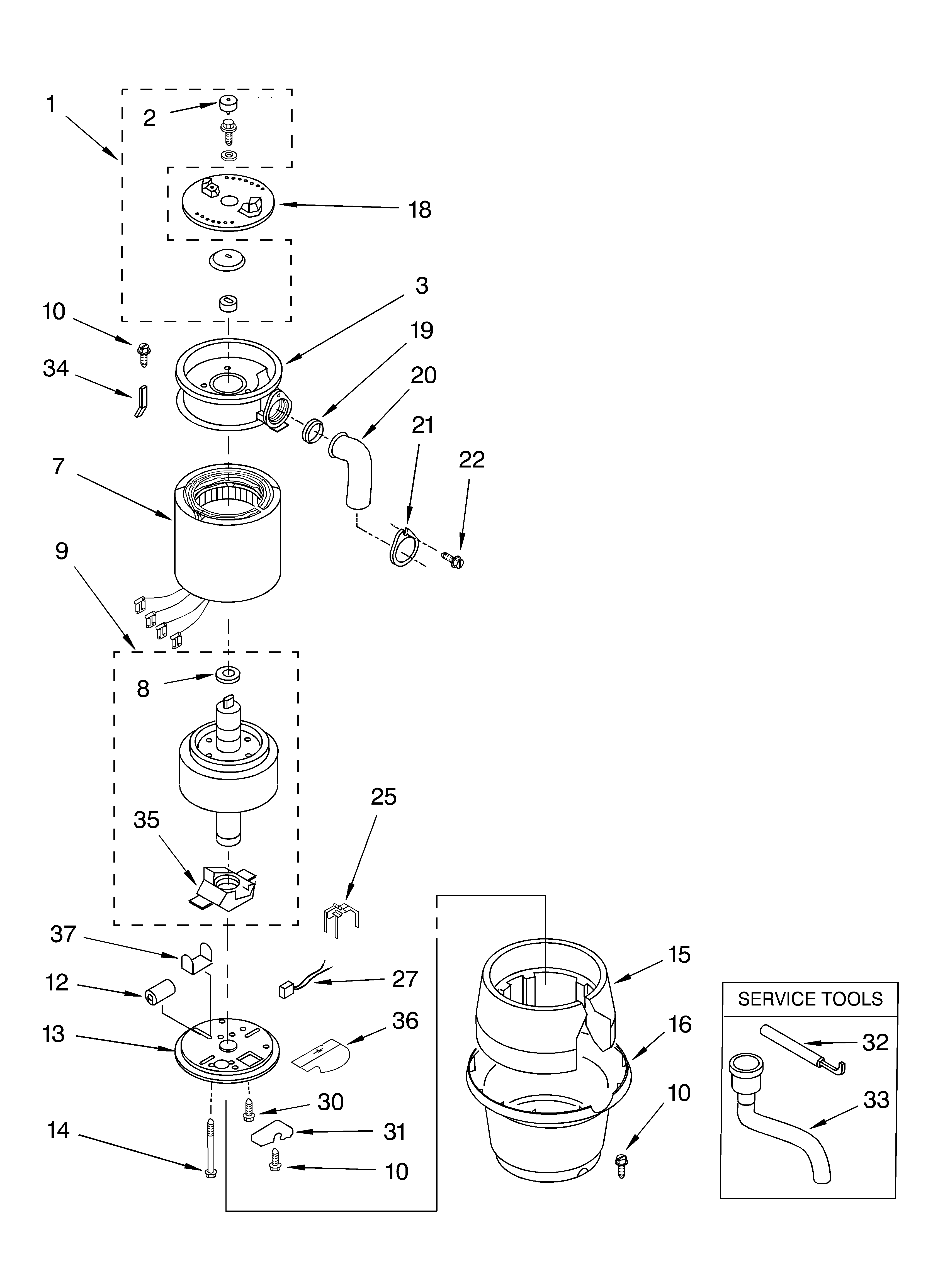 KitchenAid KBDS250X3 lower housing and motor diagram