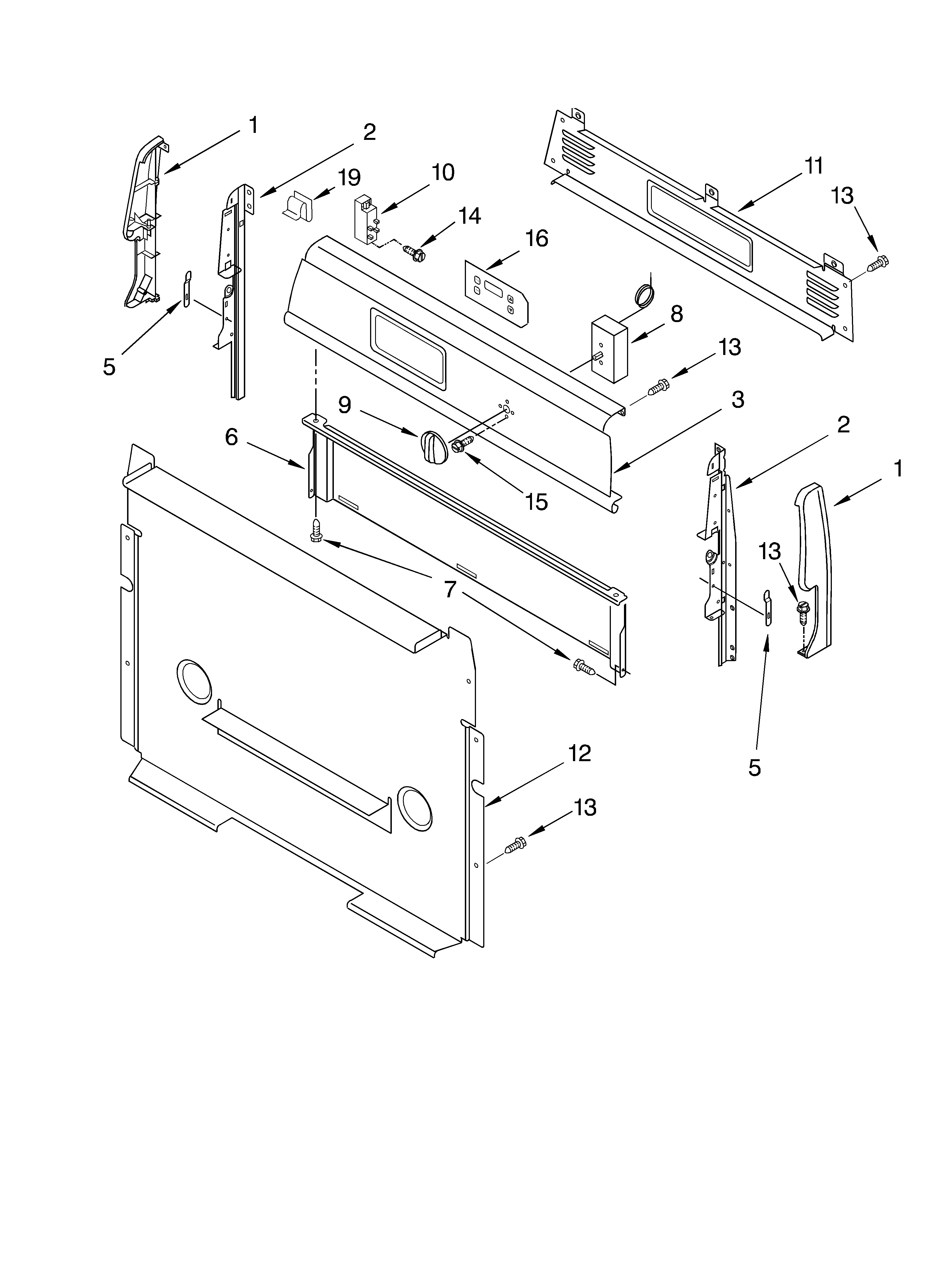 Roper FGP335HW0 control panel diagram