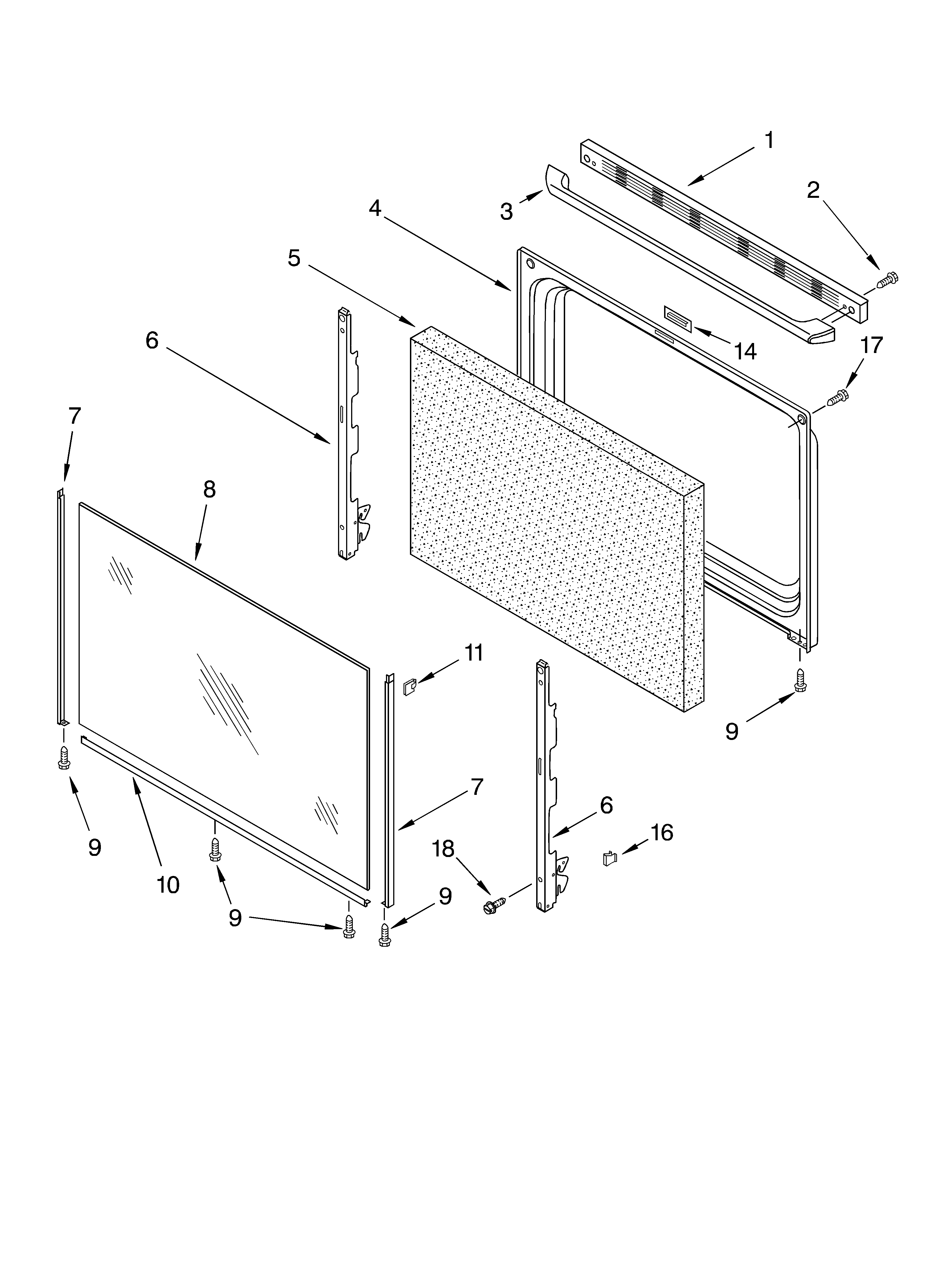 Roper FGP325HW0 door diagram