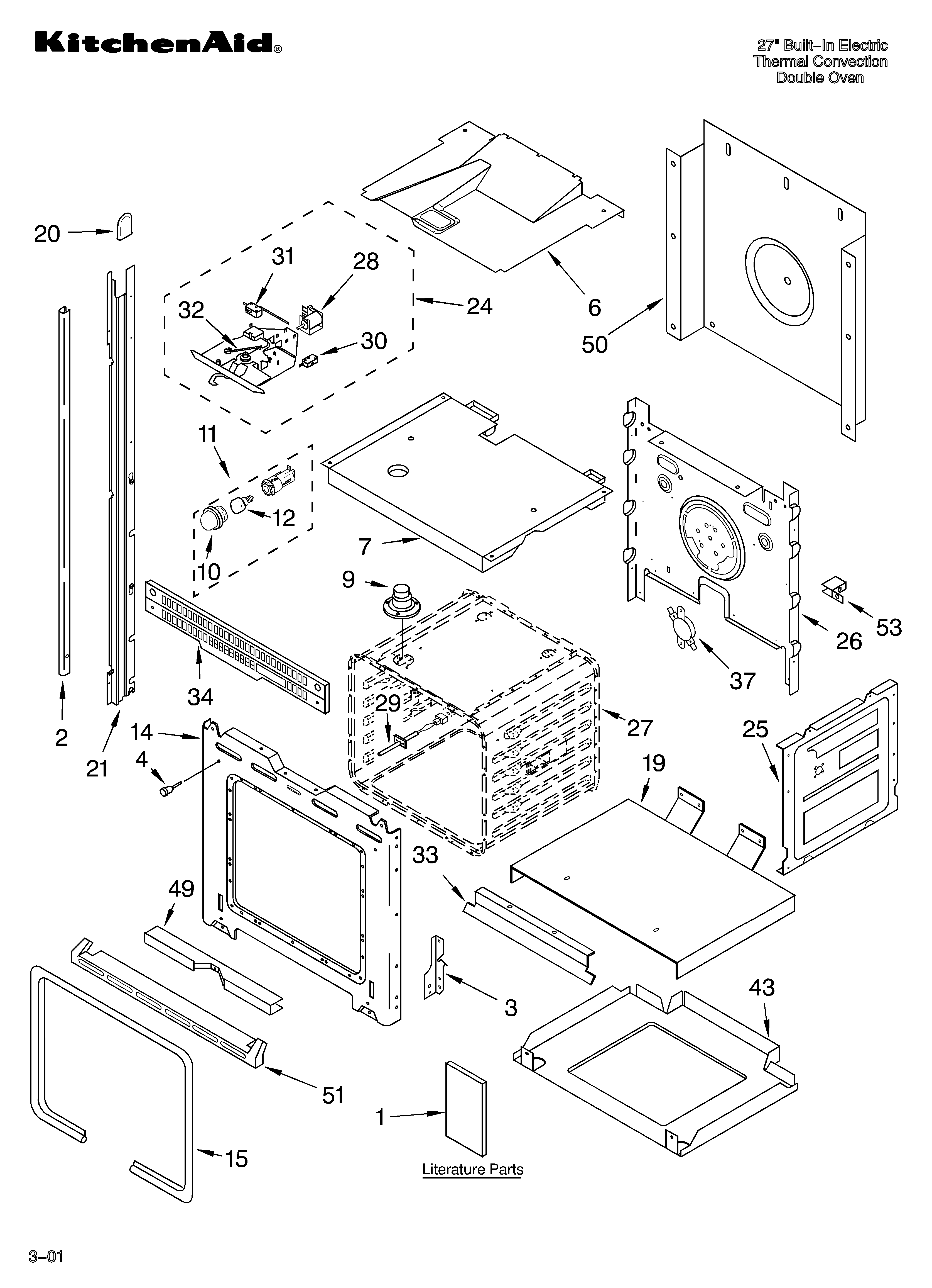 KitchenAid KEBC278HBL3 oven/literature diagram