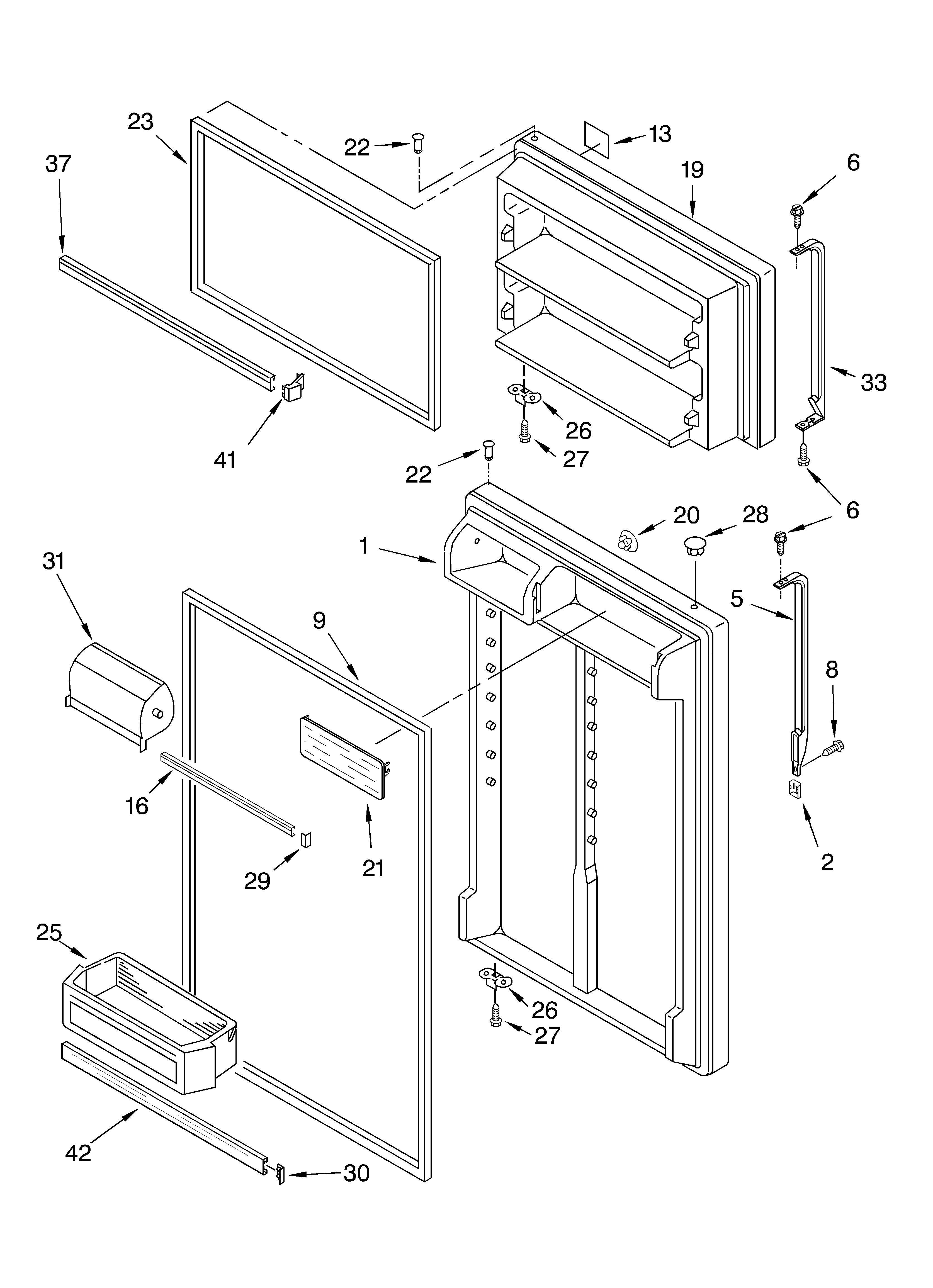 Whirlpool ET1CHKXKQ01 door diagram