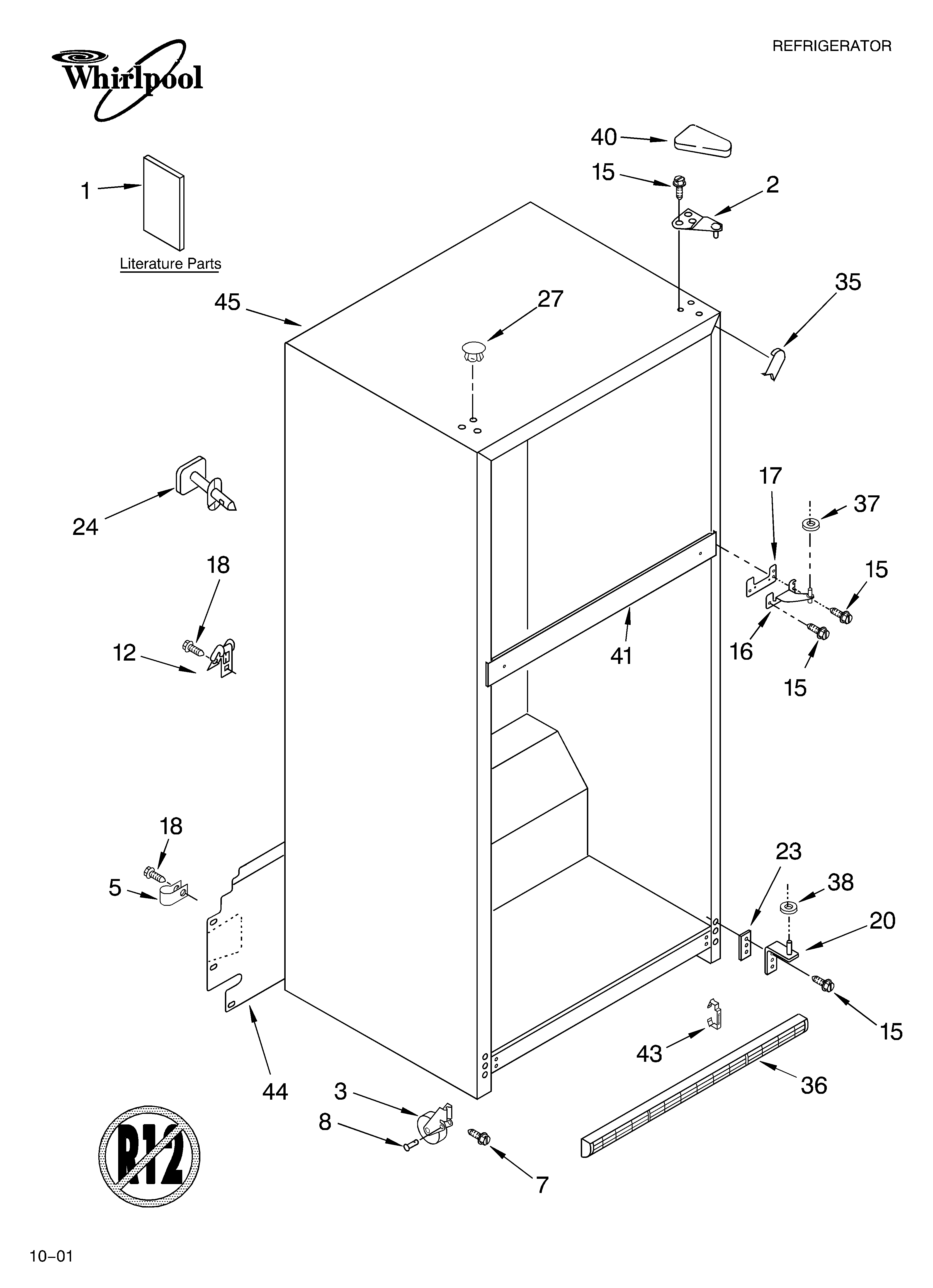Whirlpool ET8WTMXKT01 cabinet/literature diagram