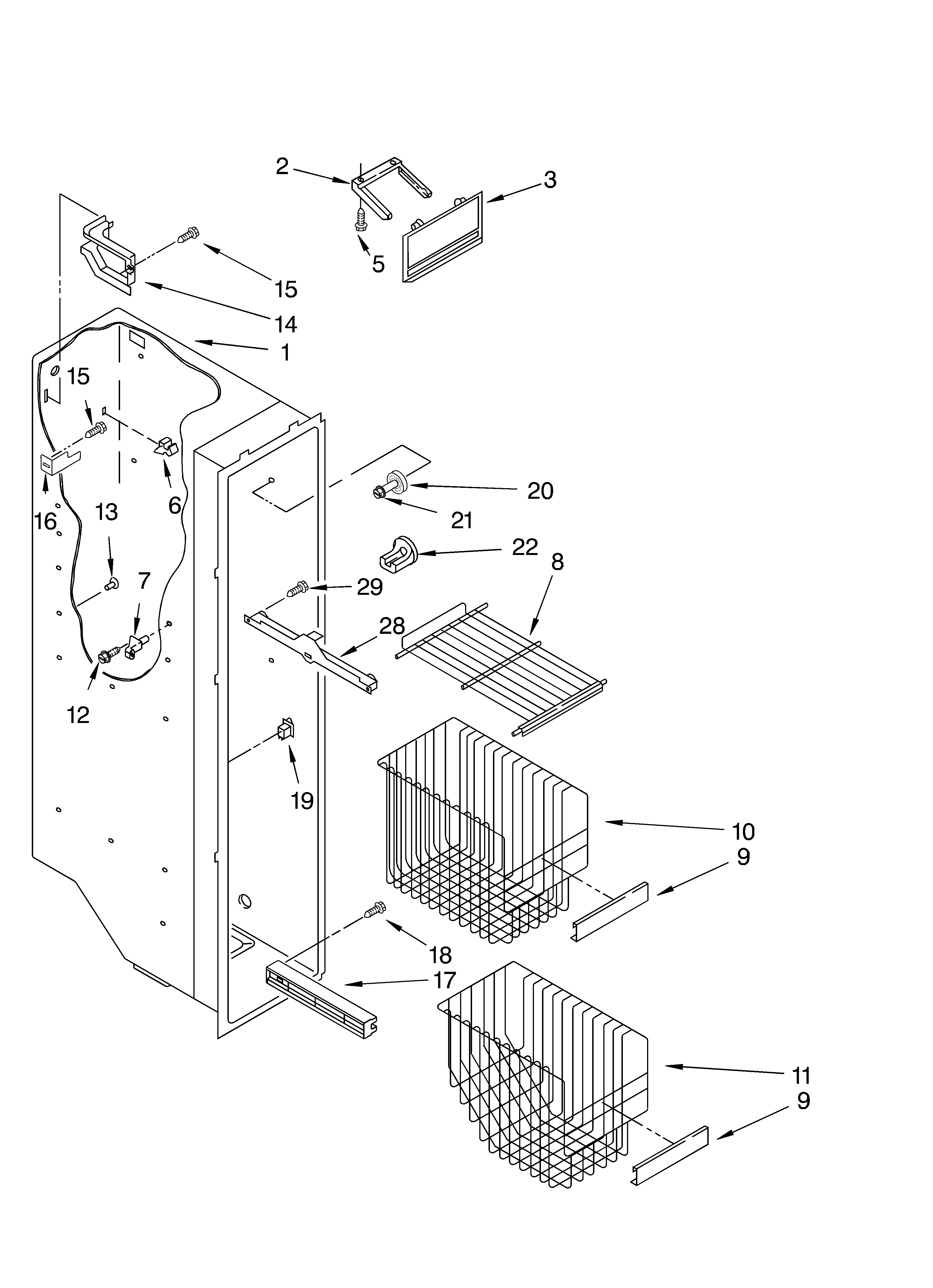 Whirlpool 6GD22DCXHW02 freezer liner diagram