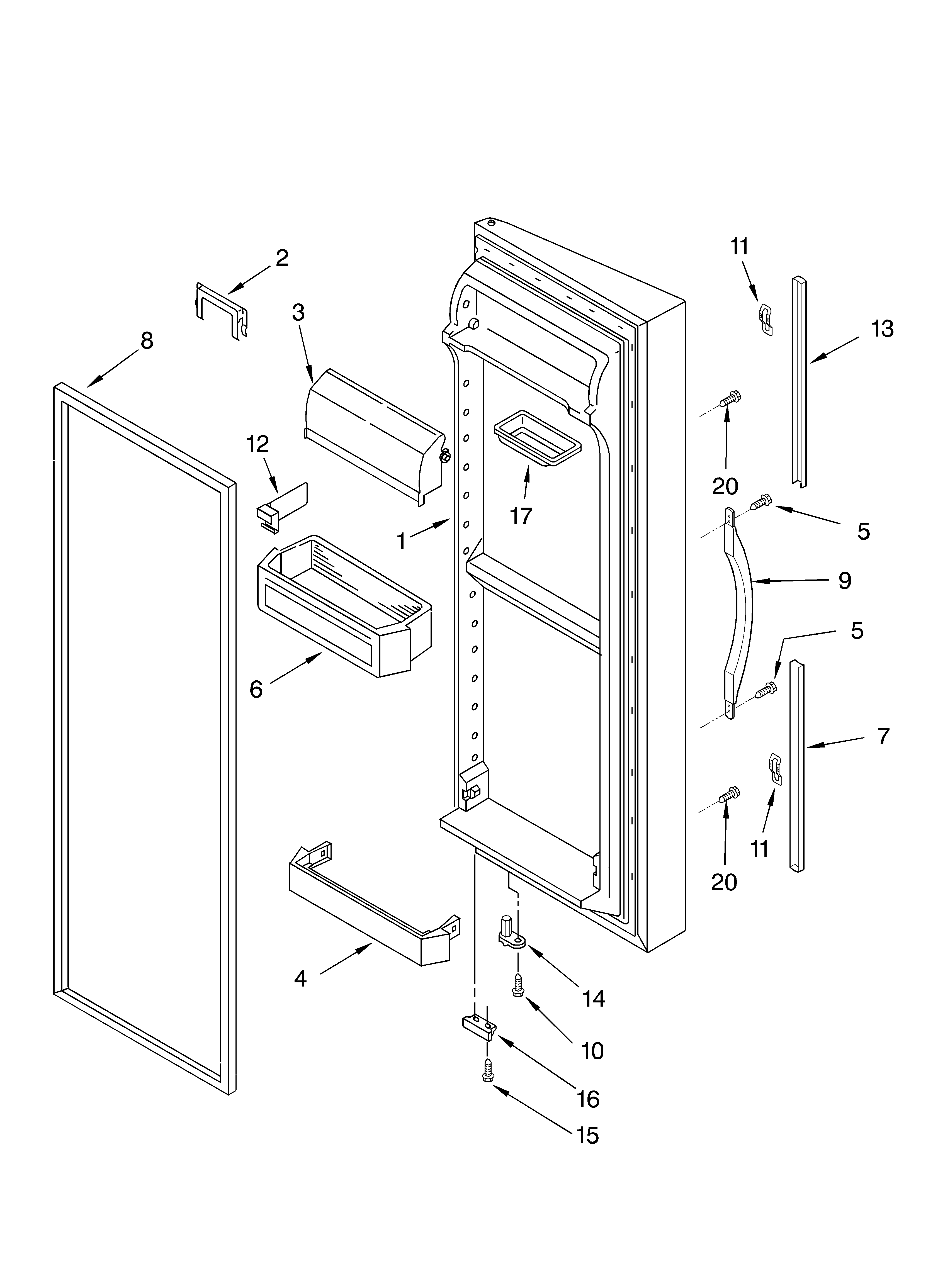 Whirlpool 6GD22DCXHW02 refrigerator door diagram