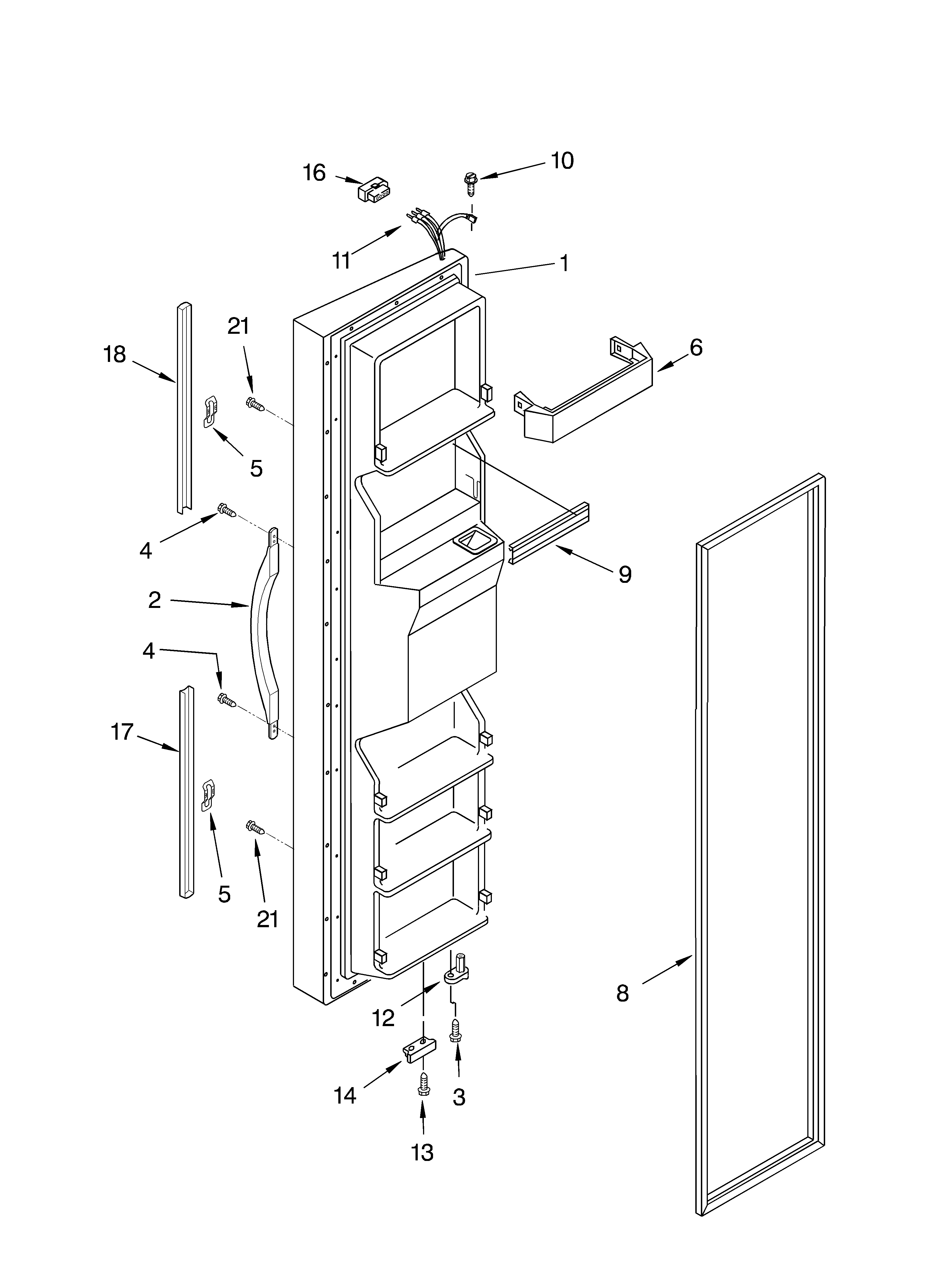 Whirlpool GD5SHGXKQ02 freezer door diagram