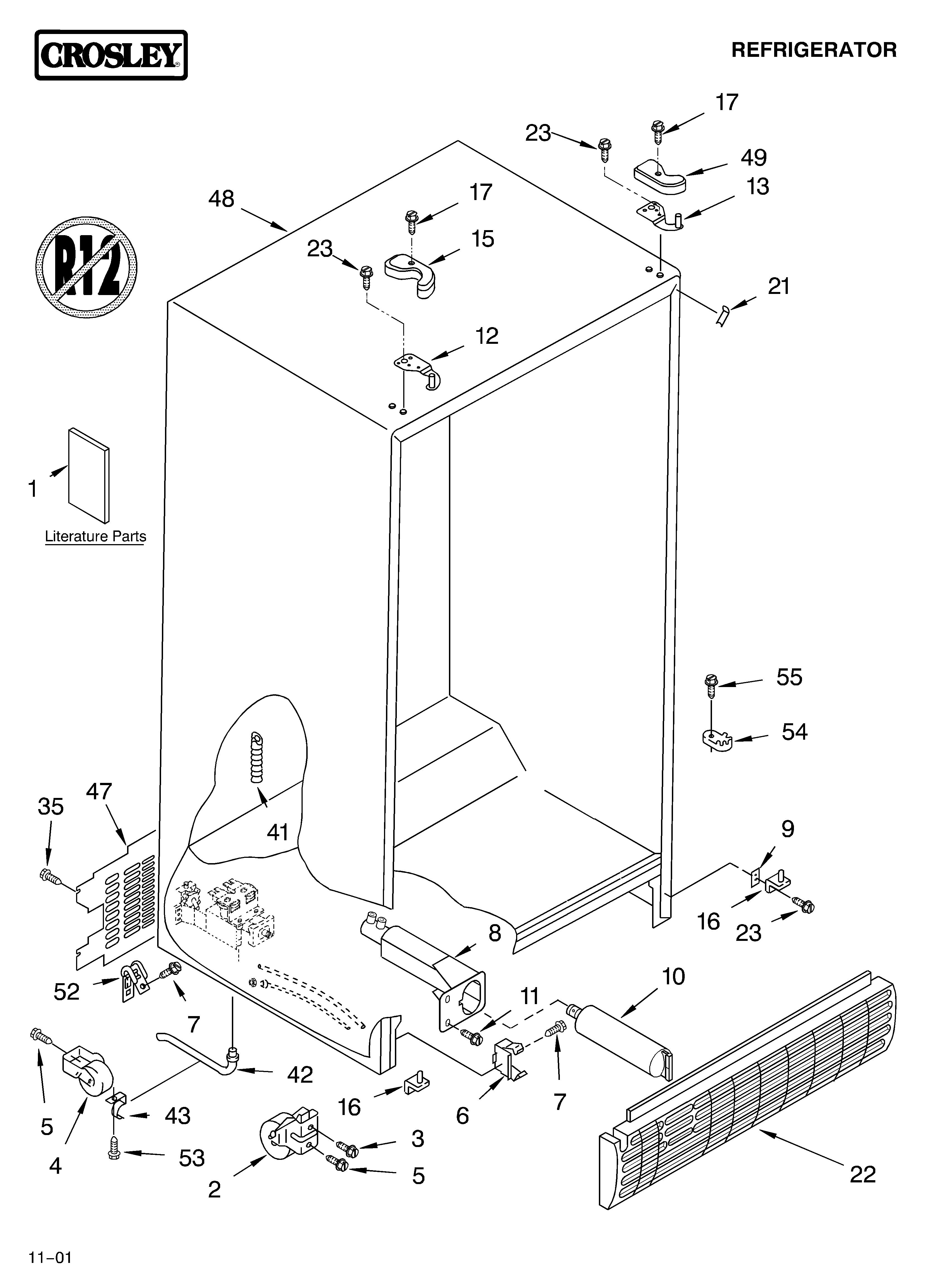 Crosley CS25AFXKT01 cabinet/literature diagram