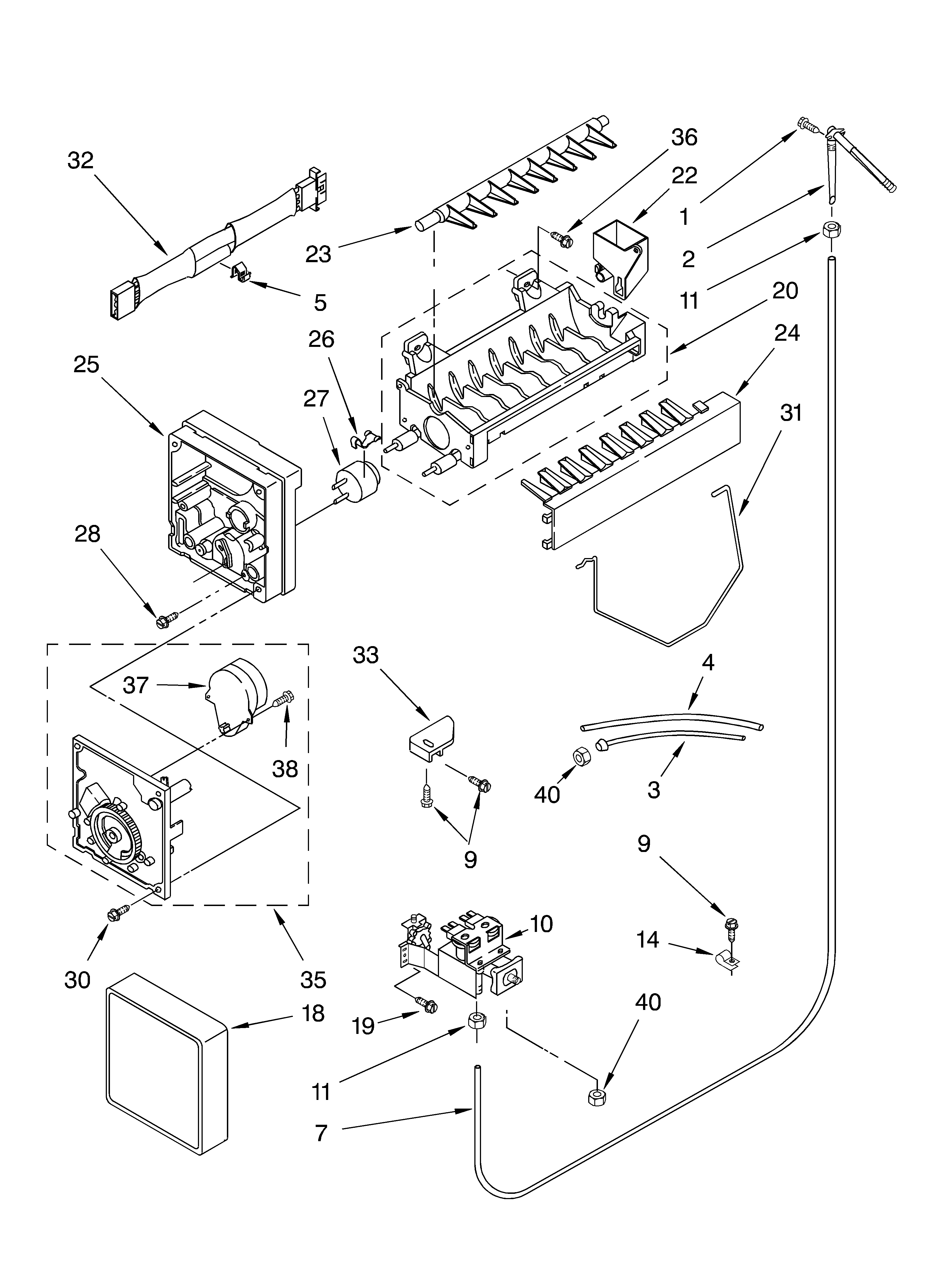 Crosley CS25AFXKT01 ice maker/optional diagram