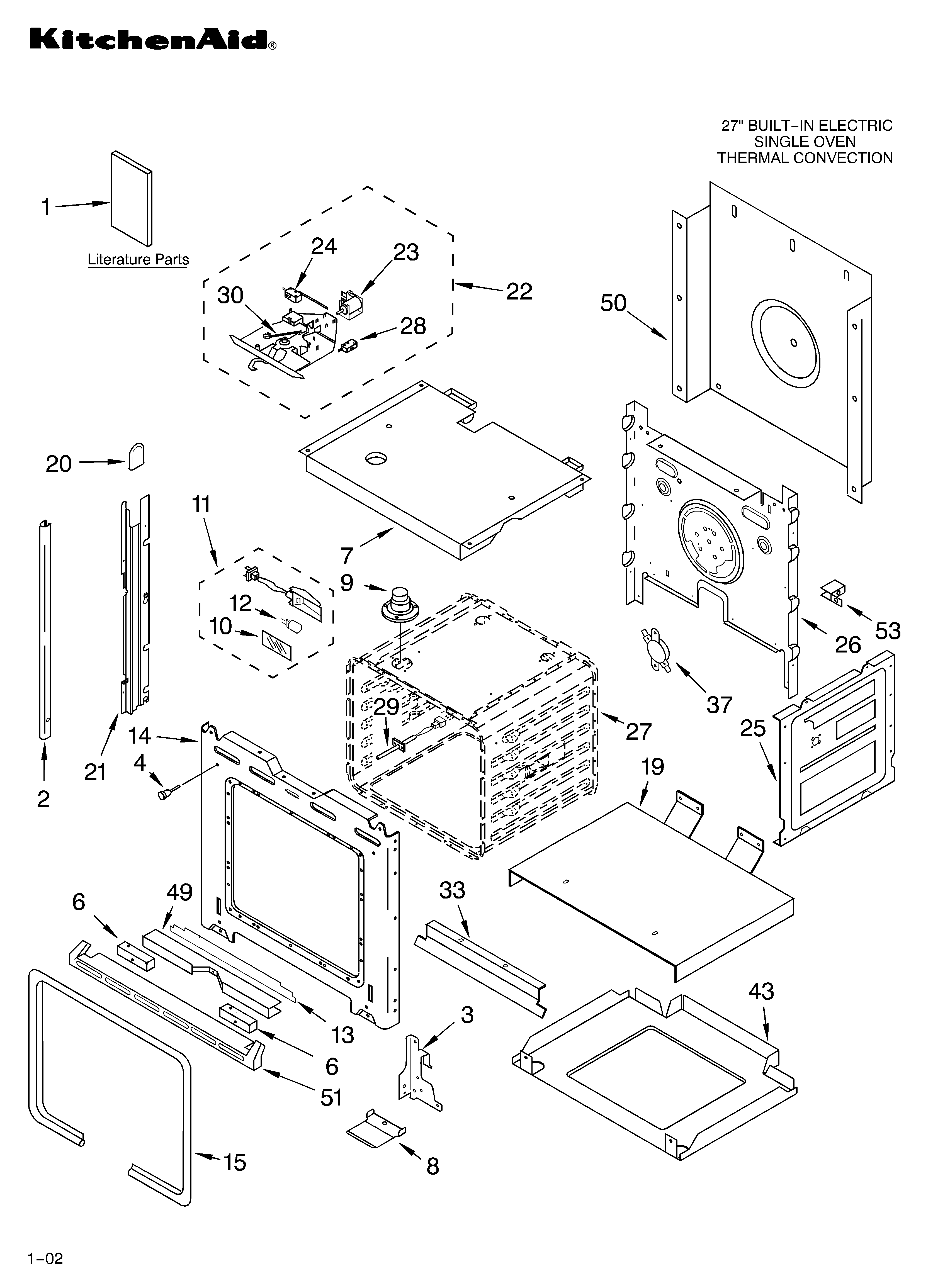 KitchenAid KEBC177KWH1 oven/literature diagram